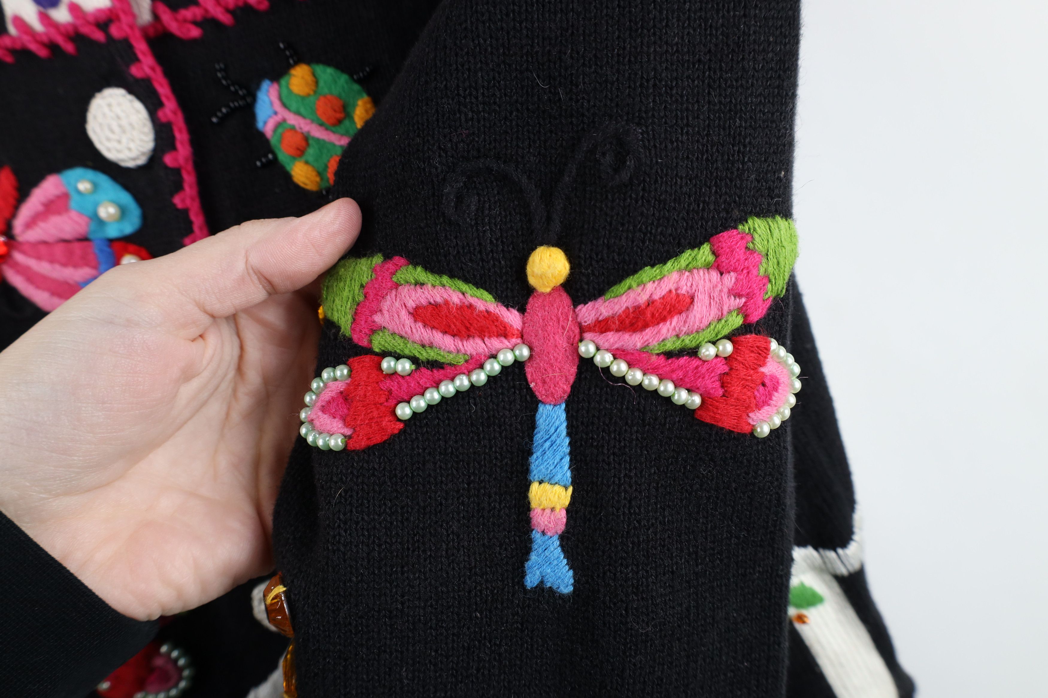 Vintage Vintage 90s Michael Simon Flower Knit Cardigan Sweater Size L / US 10 / IT 46 - 7 Thumbnail