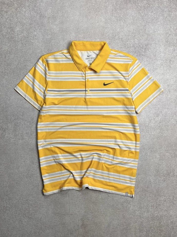 Nike × Vintage Vintage Nike Court Andre Agassi Striped Yellow Polo Shirt M Size US M / EU 48-50 / 2 - 1 Thumbnail