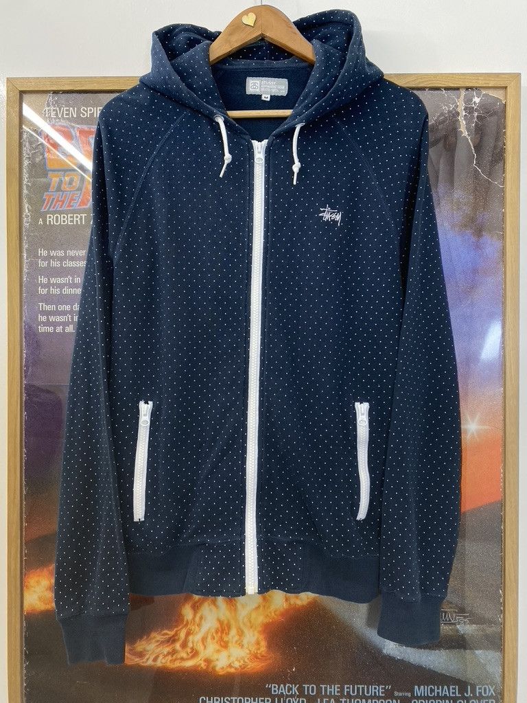 トップス 00s old stussy design hoodie Stussy 00s Vintage Stussy Polka Dot Print Zip Up Hoodie