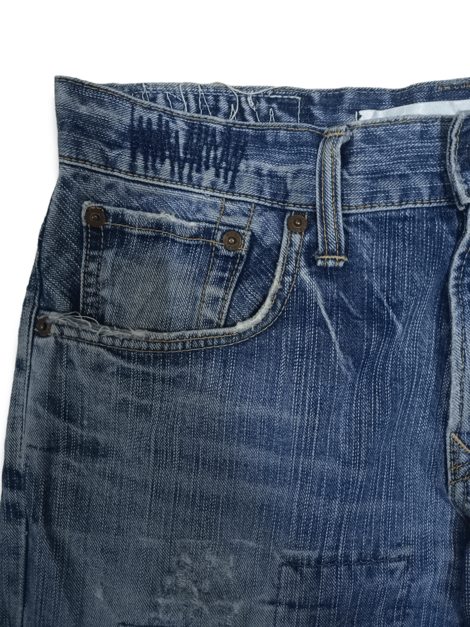 Edwin × Japanese Brand Exclusive Vintage Edwin XV Blue Wash Distressed Flare Jeans Size US 30 / EU 46 - 4 Thumbnail