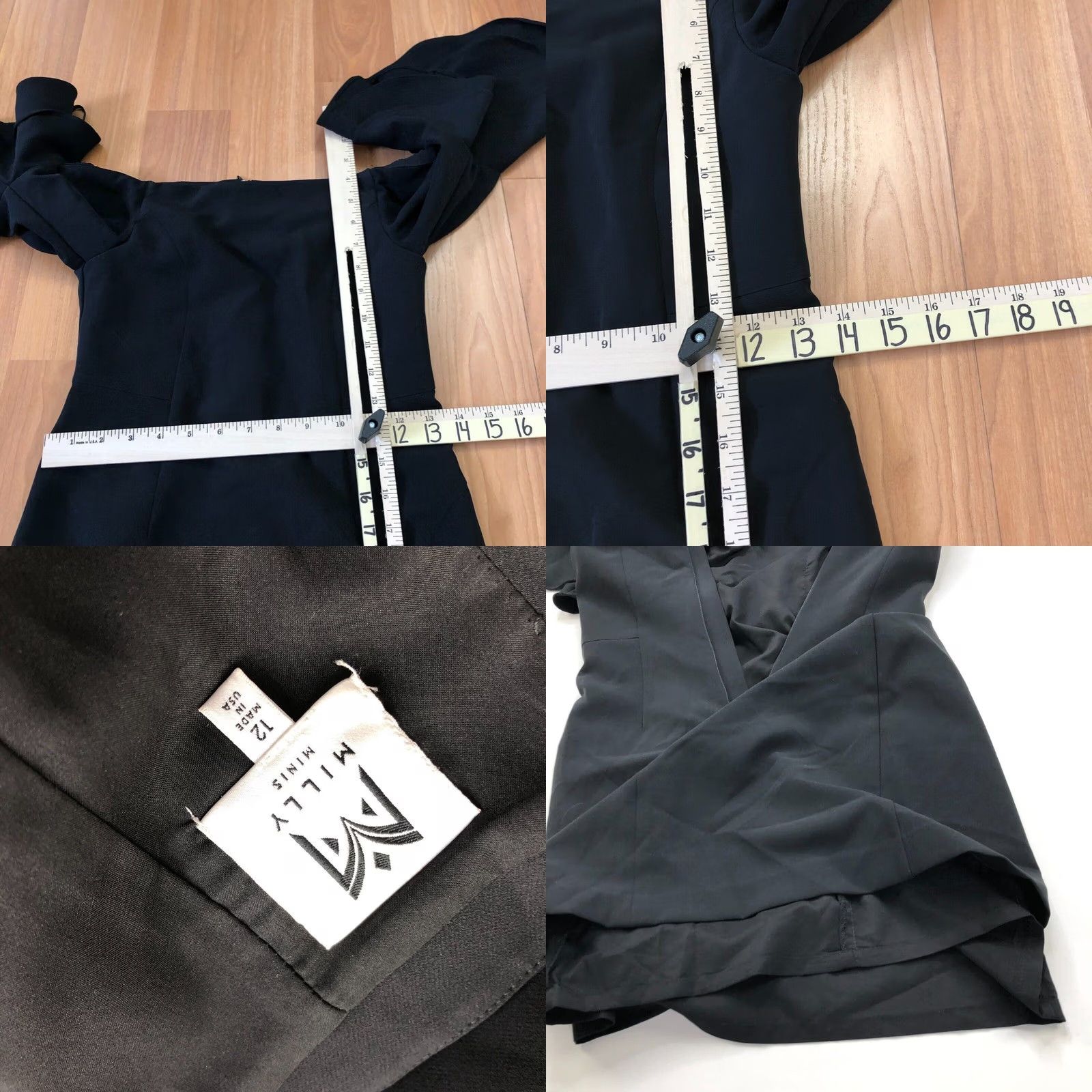 MILLY Milly Minis Dress Off the Shoulder Mini Sleeveless Short Length 12 Women's Flounce Layered Black Pullover Size 34" / US 12 / IT 48 - 9 Thumbnail