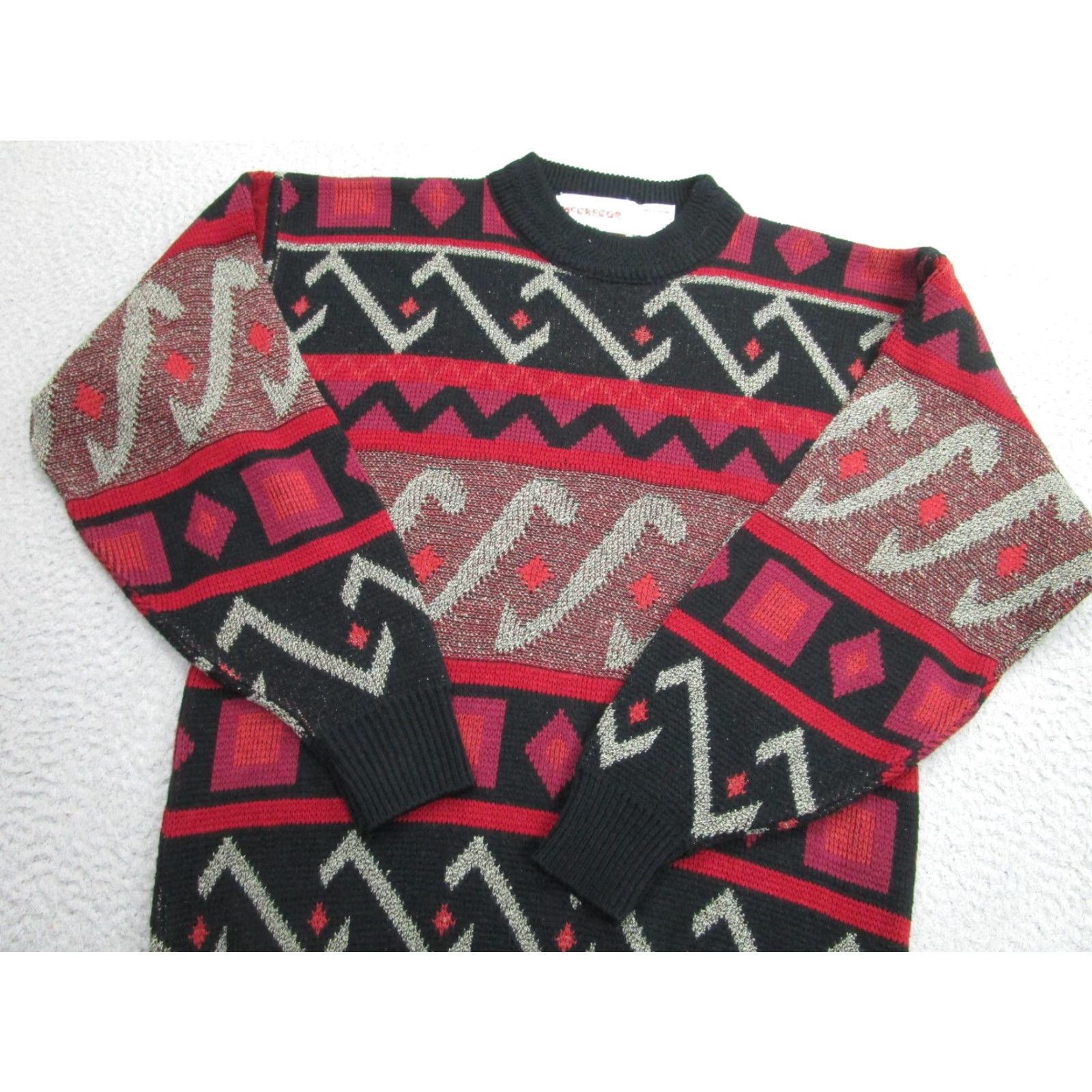 McGregor Vintage McGregor Sweater Mens Medium Black Red Aztec Geometric Knit Crewneck 90s Size US M / EU 48-50 / 2 - 5 Thumbnail