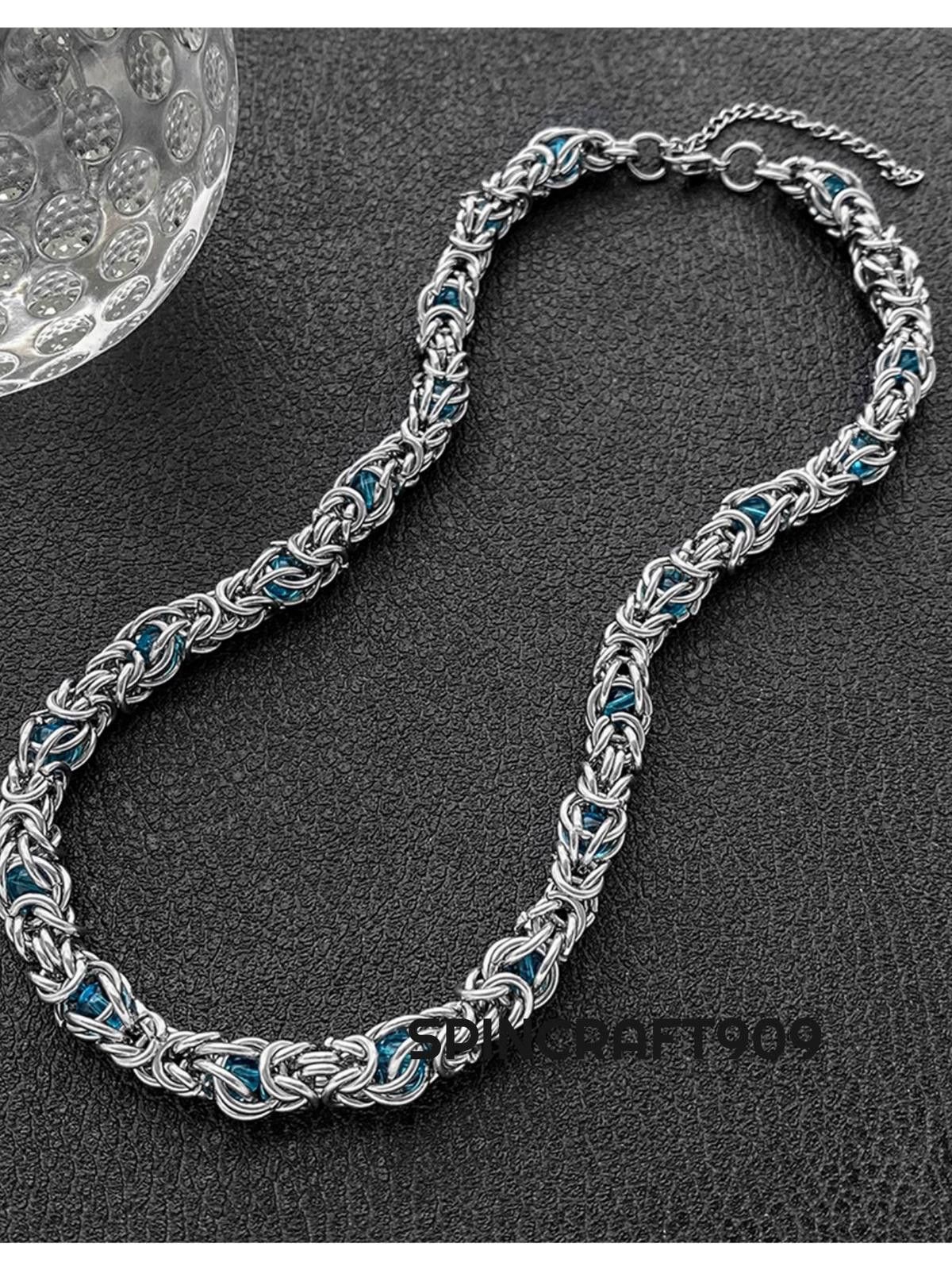 Jewelry Chunky Chain Link Blue Gemstone Necklace Size ONE SIZE - 2 Thumbnail