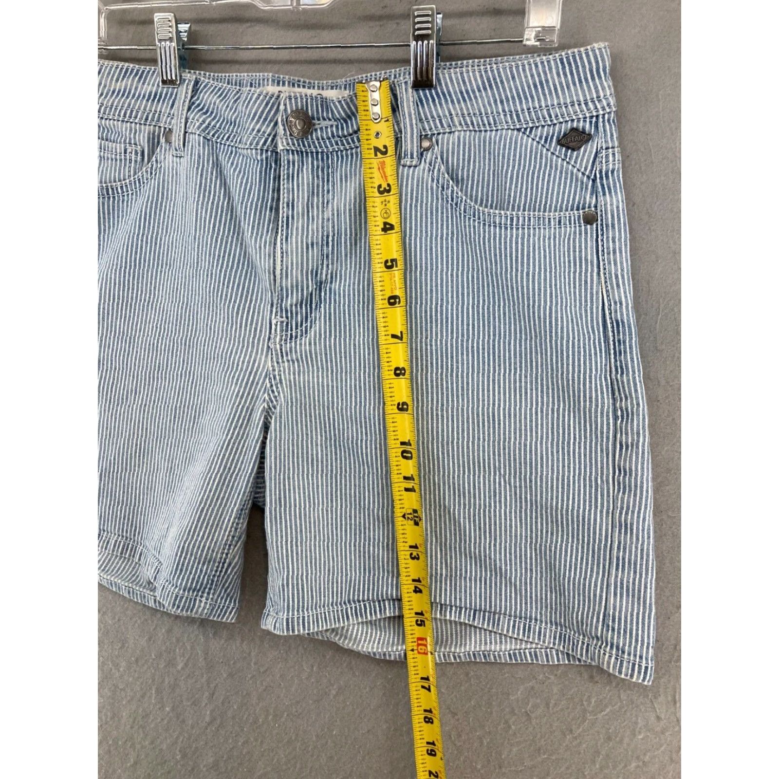 Buffalo David Bitton Buffalo Jeans Mens Shorts Phillip Striped Stretch Denim Casual 30 Blue 5-Pocket Design Inseam 9 in Regular Rise Mid Size US 30 / EU 46 - 3 Thumbnail