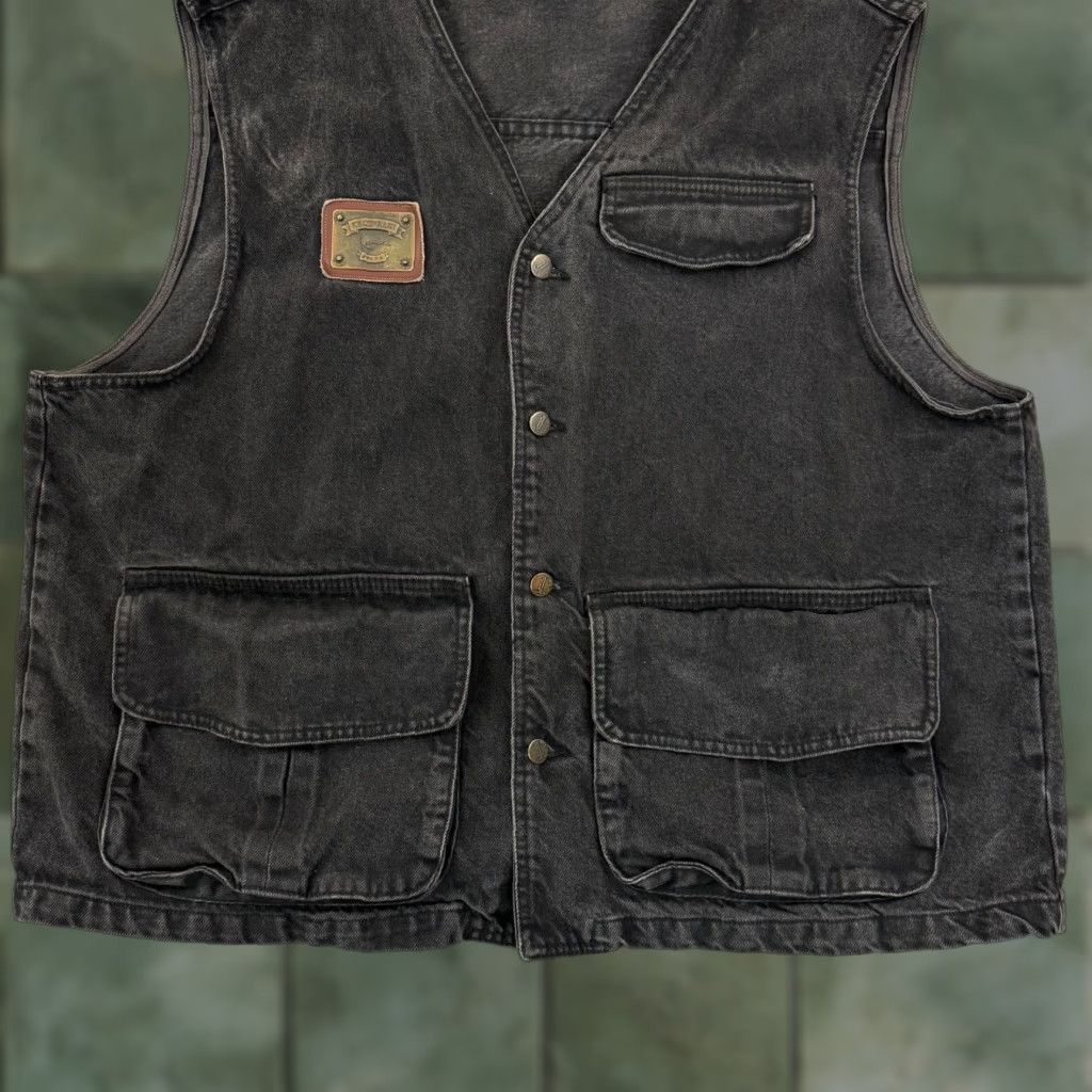Karl Kani VINTAGE Karl Kani Vest Men XL Black Denim Pocket Button 90s Biker Motorcycle Size US XL / EU 56 / 4 - 1 Thumbnail