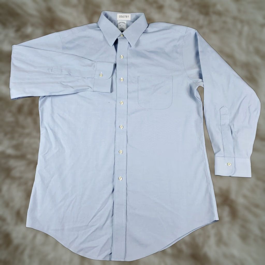 Brooks Brothers Brooks Brothers Dress Shirt Mens Size 16 Blue Slim Fit Button-Up Long Sleeve Cotton Size 42R - 1 Thumbnail
