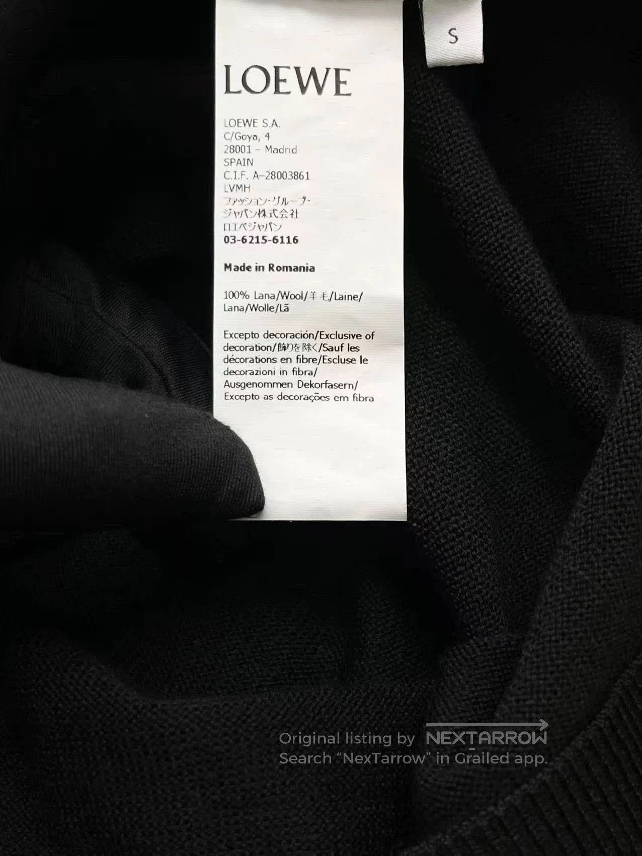 Loewe Loewe Black Wool Embroidered Logo Cardigan. Size US S / EU 44-46 / 1 - 7 Thumbnail