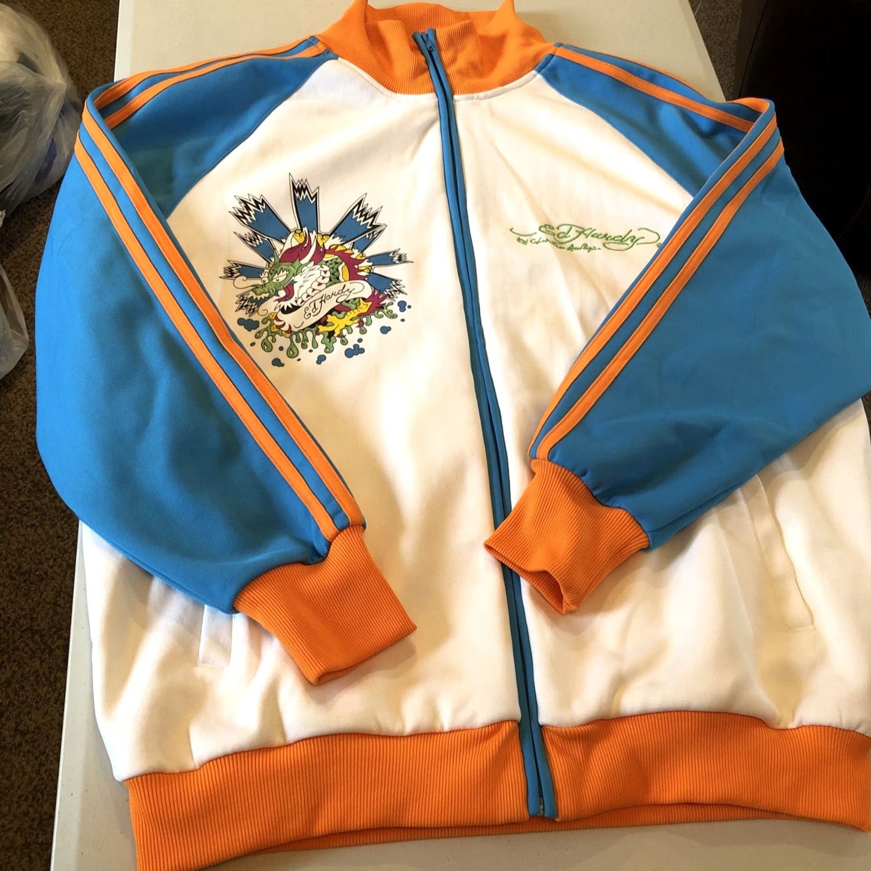 Ed Hardy Ed Hardy By Christian Audigier Colorful Koi Specialty Track Jacket 2XL Unisex Adults Multicolor Full Zip Zipped Pockets Size XXL / US 16-18 / IT 52-54 - 2 Thumbnail