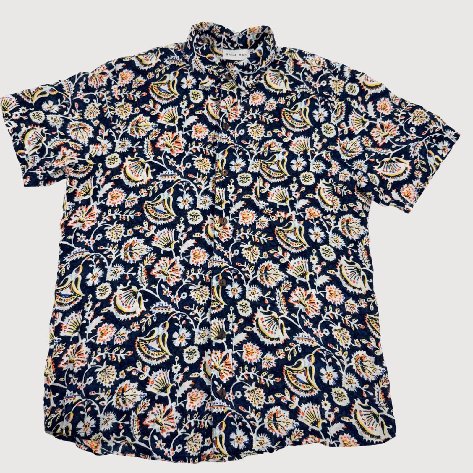 Other Raga Man Navy Floral Paisley Button Shirt S Size US S / EU 44-46 / 1 - 1 Thumbnail