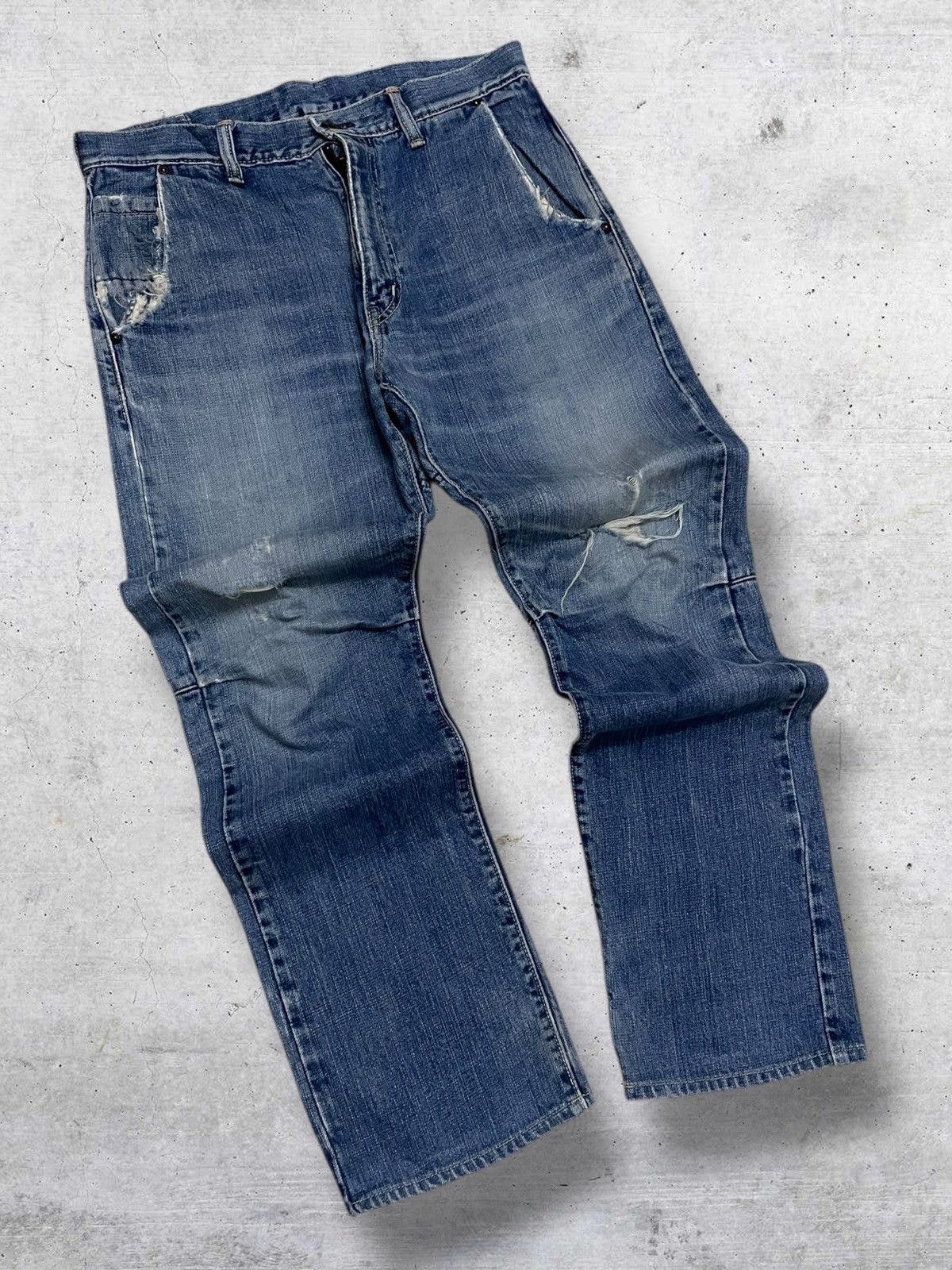 Japanese Brand VINTAGE STUDIO ECRU 90S JAPAN DESIGNER RARE DISTRESSED DENIM Size US 32 / EU 48 - 2 Thumbnail