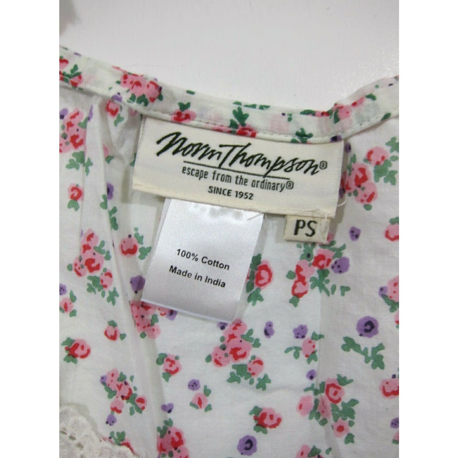 Jim Thompson Norm Thompson 100% Cotton Nightgown Dress Women Pink Floral Embroidered Sleeveless PS Nightgown Dress Pink Floral Embroidered Size S / US 4 / IT 40 - 4 Thumbnail