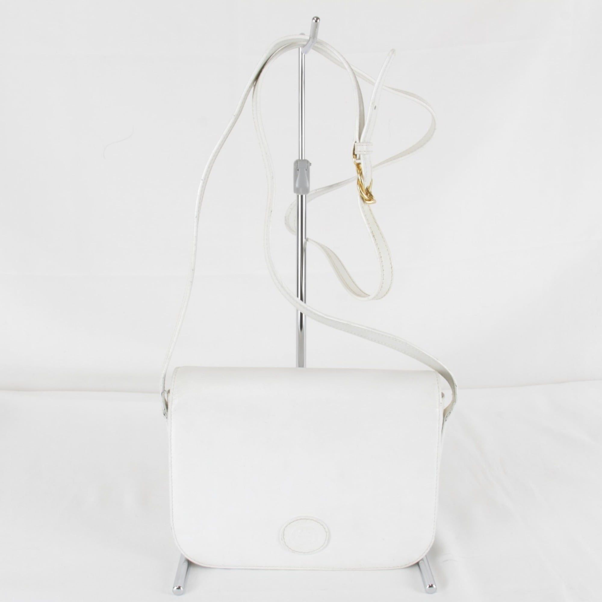 Gucci 26・007・0064 Old Gucci Shoulder Bag Leather White Women's Compact Pochette
