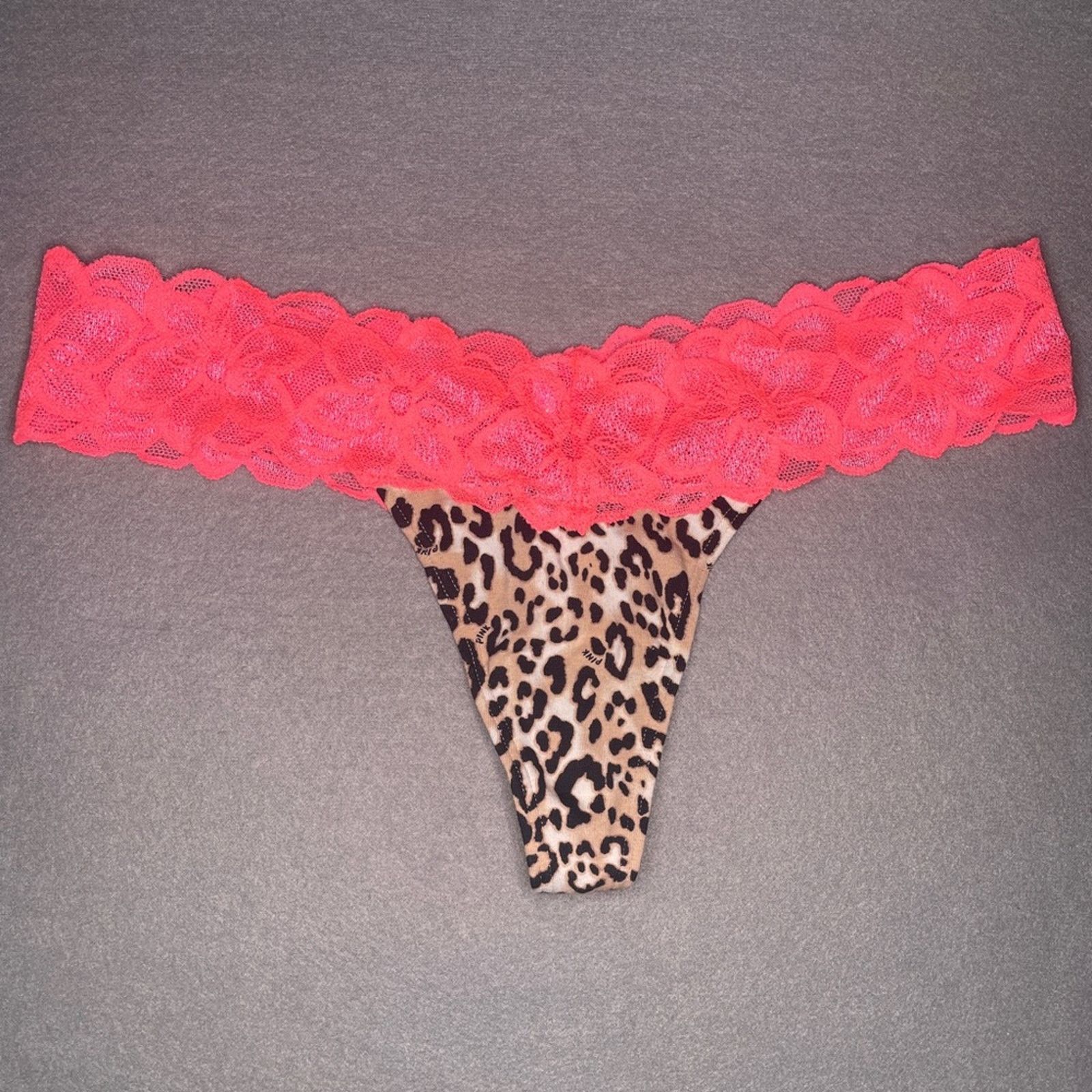 Victoria's Secret Victoria’s Secret’s Leopard Hot Neon Lace Thong NEW M Size ONE SIZE - 13 Thumbnail