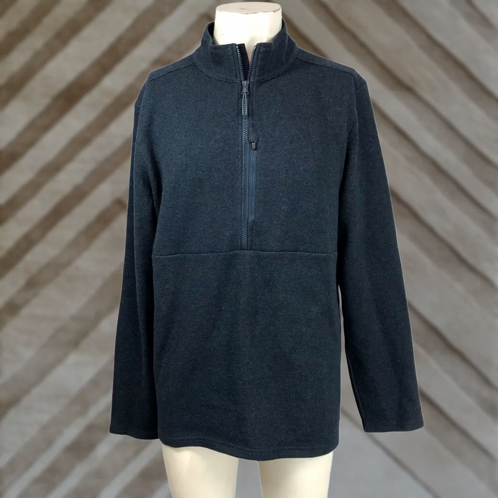 Prana PRANA MEN'S L BLUE 1/4 ZIP WOOL BLEND PULLOVER JACKET STANDARD FIT L Size US L / EU 52-54 / 3 - 1 Thumbnail