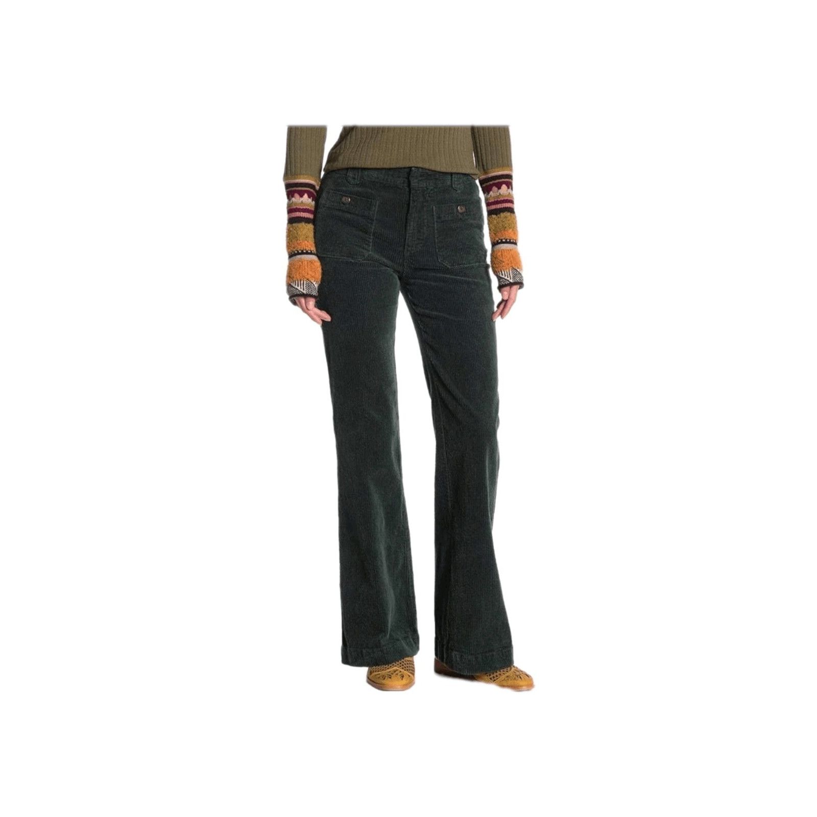 Free People Free People Women Size 8 Flared Corduroy Pants Gold Size 30" / US 8 / IT 44 - 2 Thumbnail