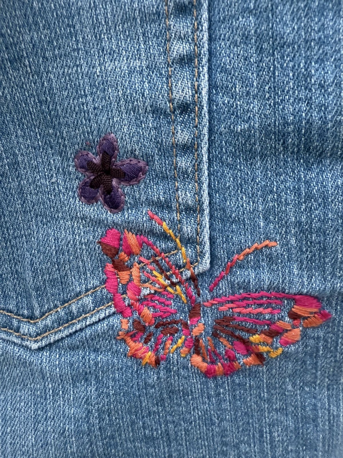 Gap GAP Y2K Vintage Blue Jean Denim Mini Skirt Embroidered Size 27" / US 4 / IT 40 - 4 Thumbnail