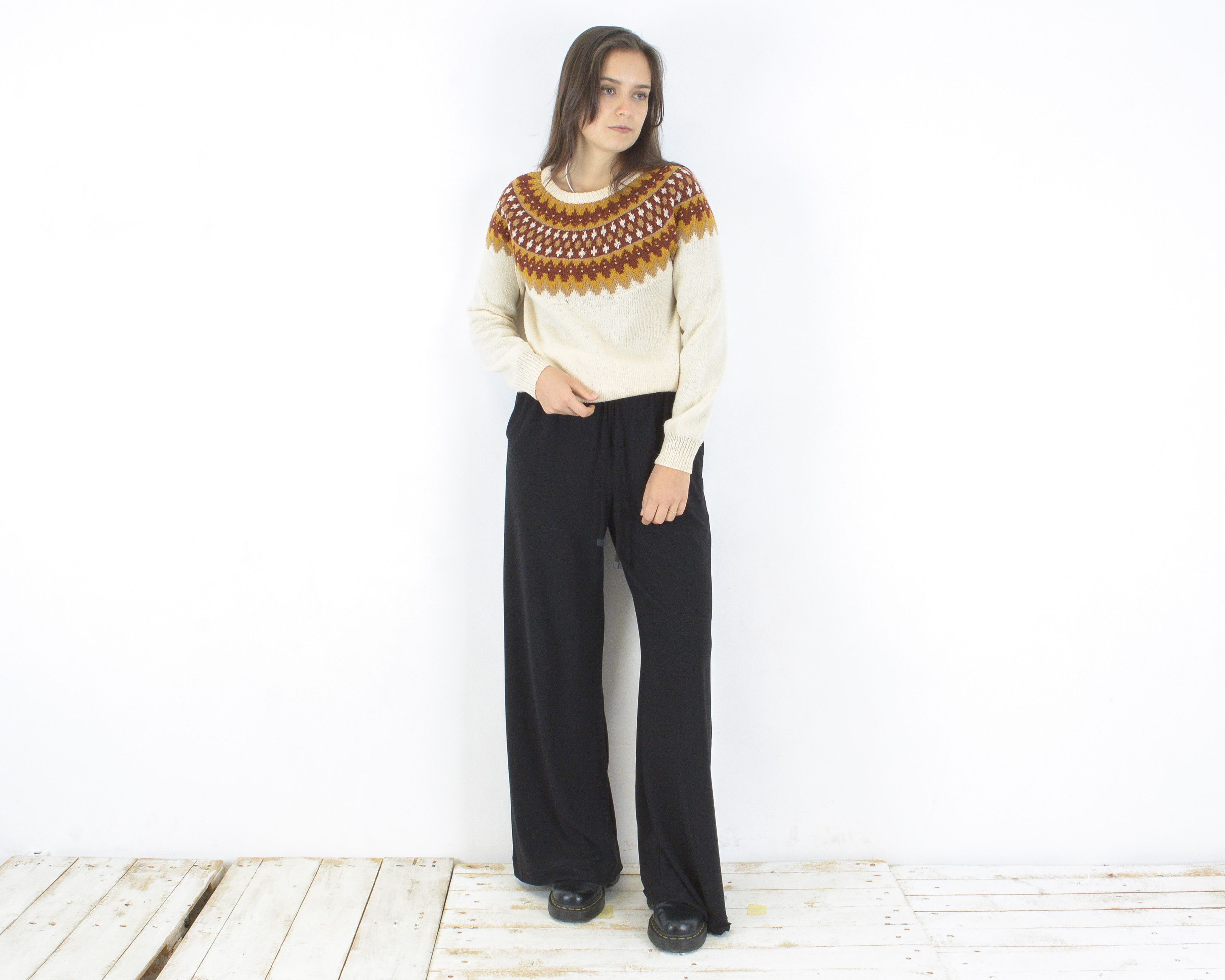 Vintage M Icelandic Sweater Fair Isle Pullover Jumper winter xmas Size M / US 6-8 / IT 42-44 - 2 Thumbnail