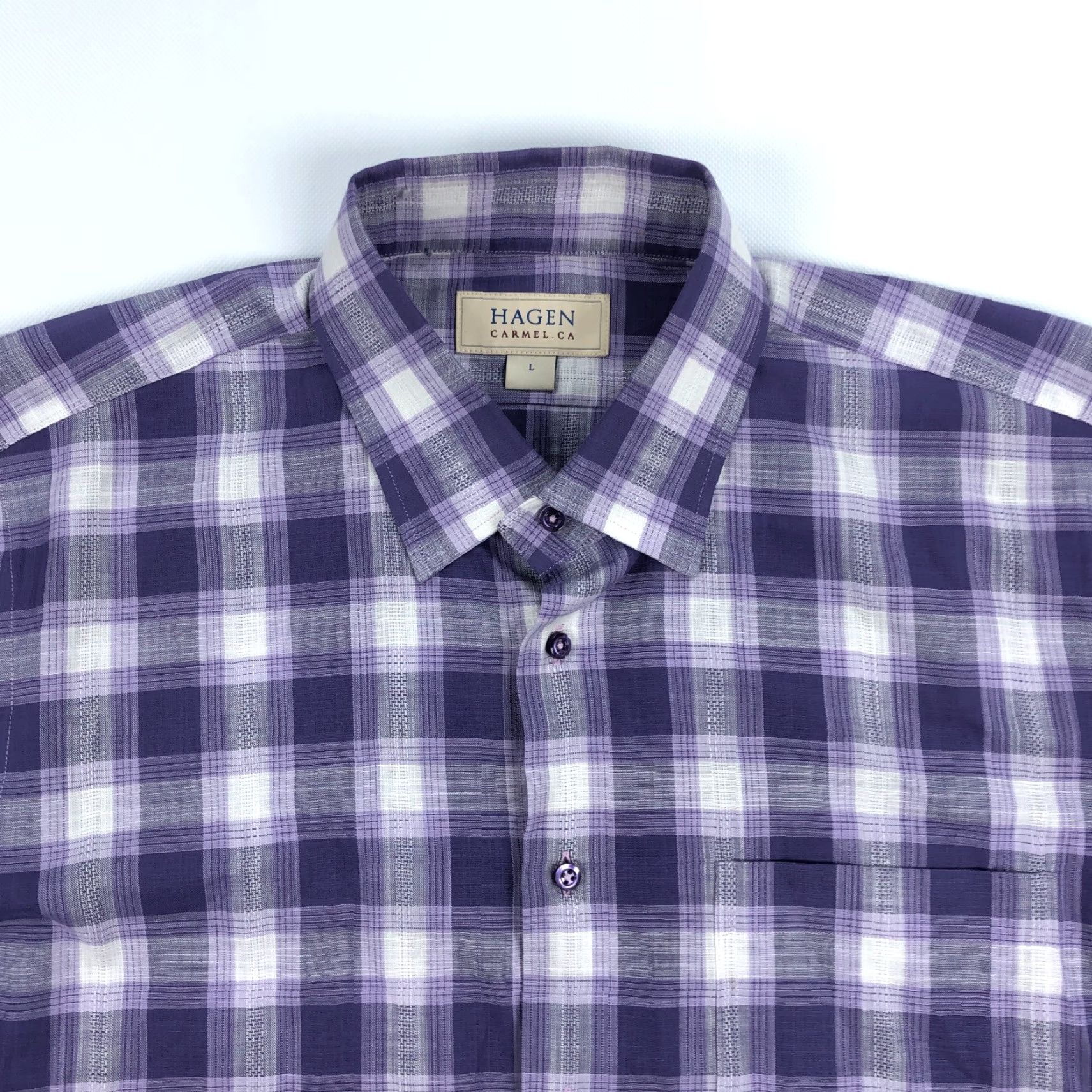 Vintage Hagen Shirt Mens Large Purple Plaid Long Sleeve Button Up Size US L / EU 52-54 / 3 - 3 Thumbnail