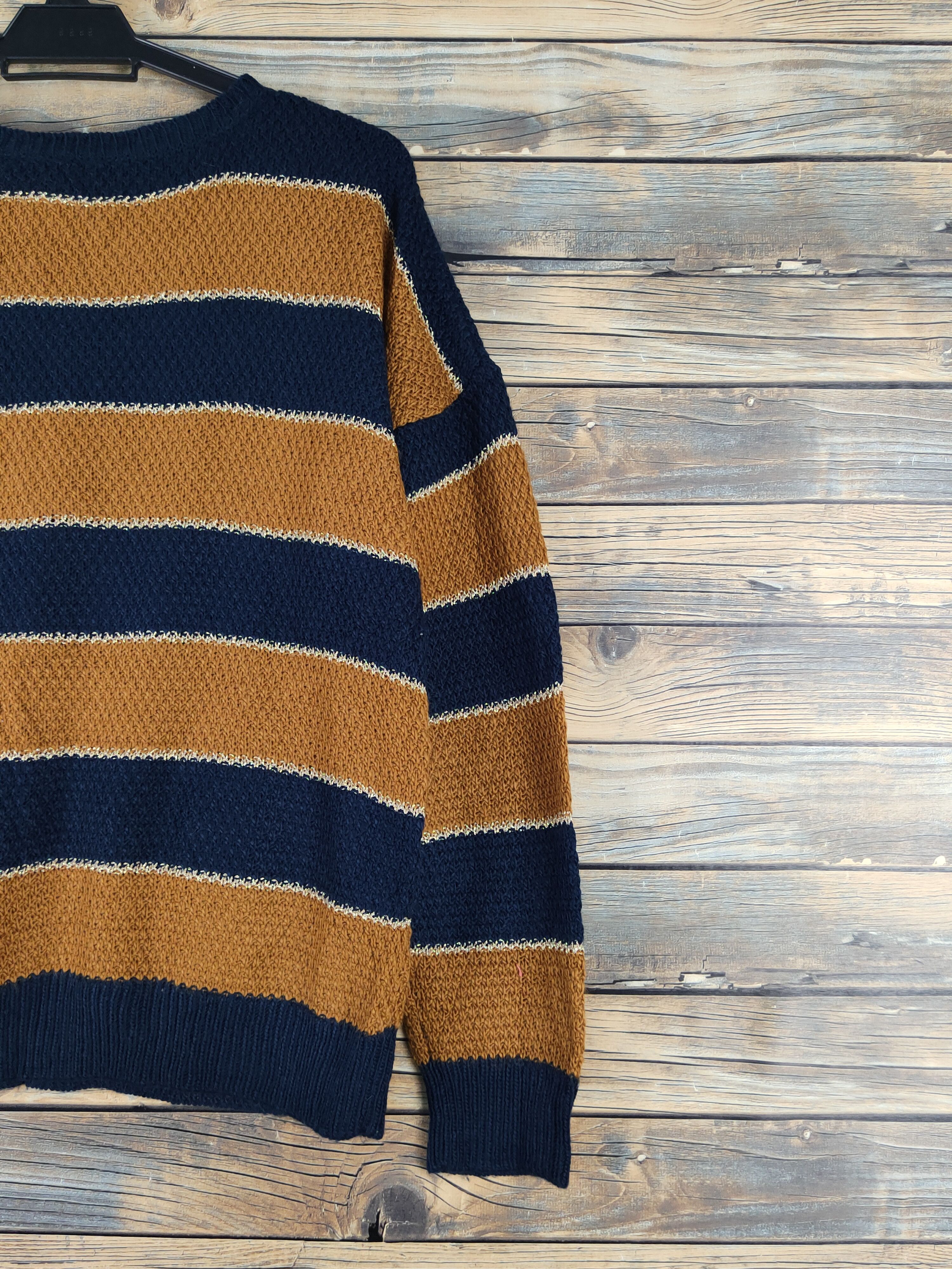 Aran Isles Knitwear Jena Navy Brown Stripe Knitwear Sweatshirts #W1263 Size US S / EU 44-46 / 1 - 9 Thumbnail