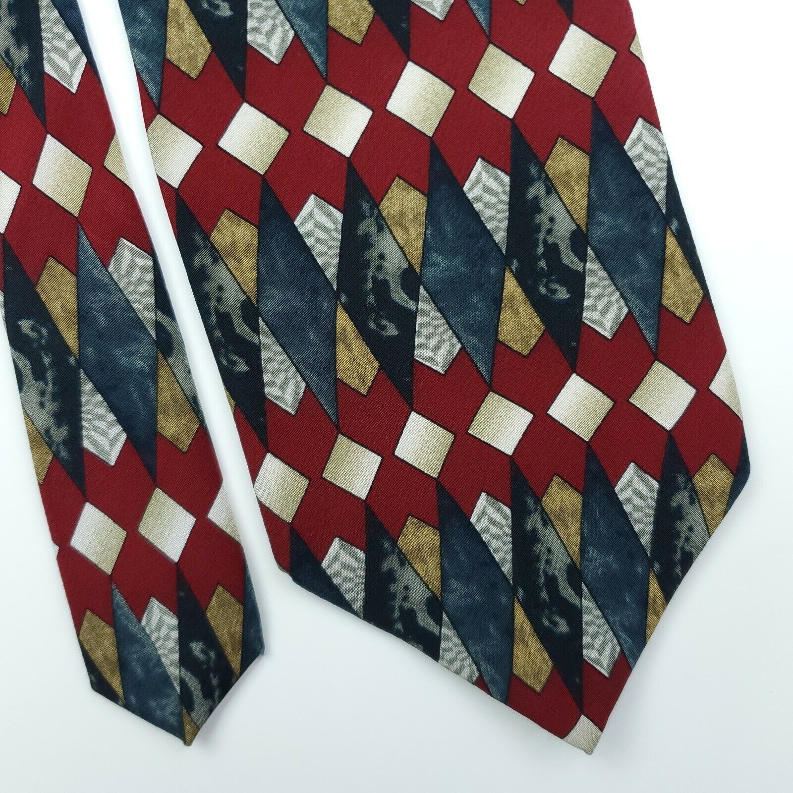 Vintage Cocktail Collection Chardonnay Red Geometric Silk Tie Size ONE SIZE - 1 Thumbnail