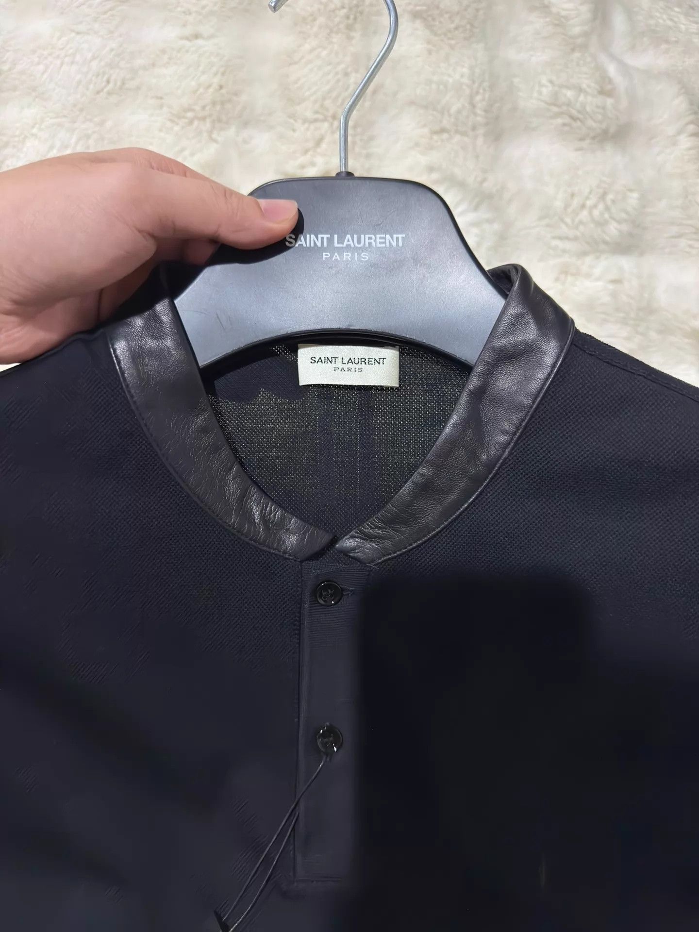 Yves Saint Laurent YSL Black Label Lambskin Collar Cotton Polo Shirt XL Size US XL / EU 56 / 4 - 4 Thumbnail