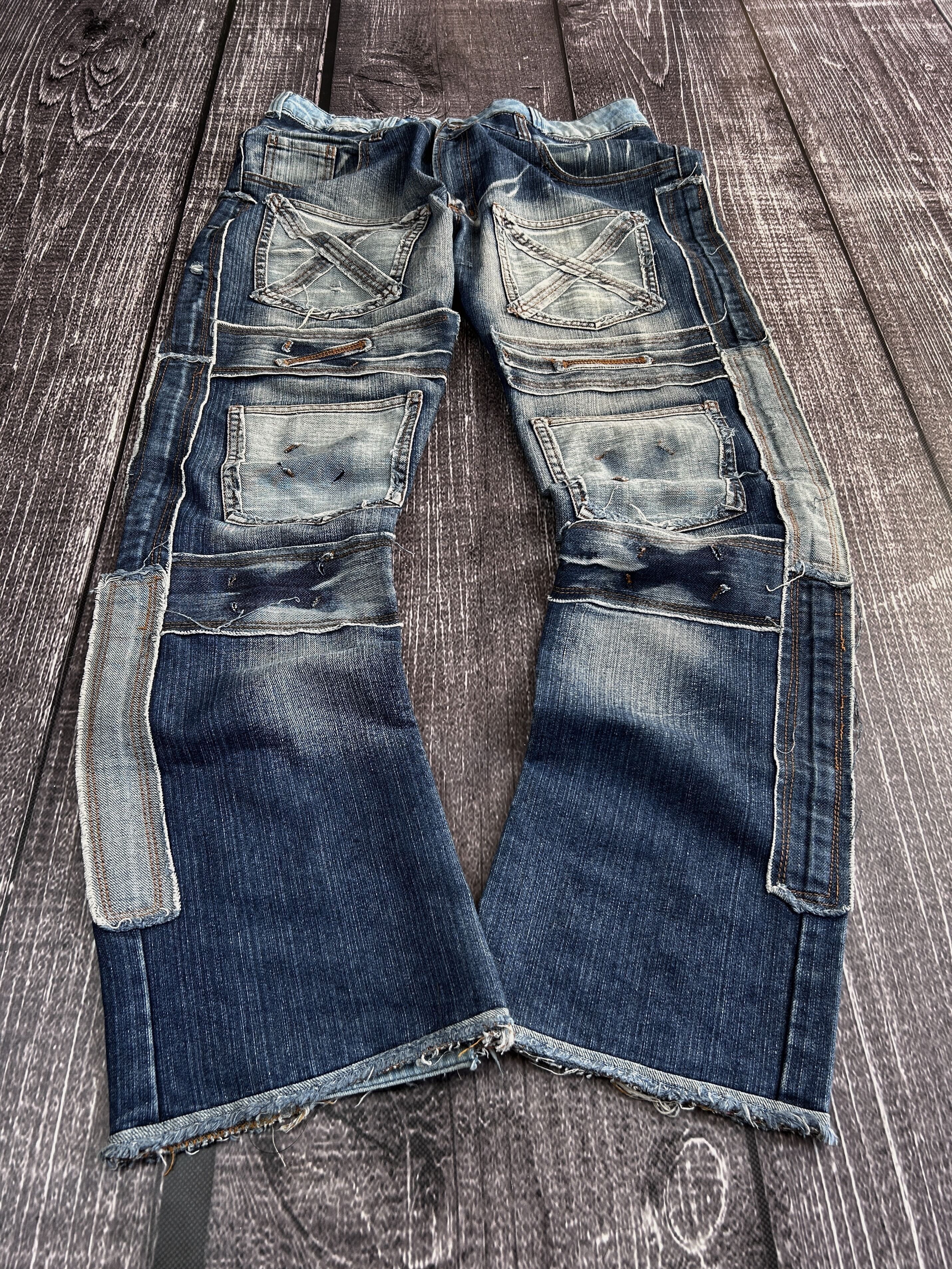 Japanese Brand Vintage Patchwork Distressed Denim Jeans Y2K Grunge Style Size US 34 / EU 50 - 1 Thumbnail