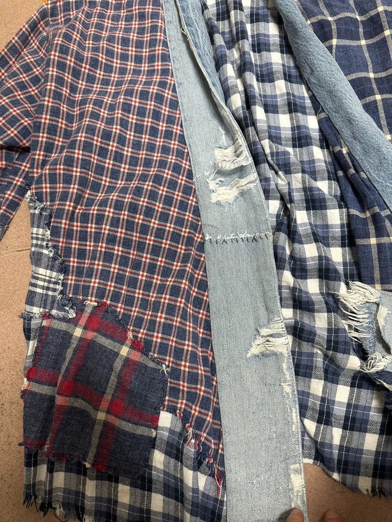 Greg Lauren GREG LAUREN Denim plaid stitching robe 2504-Nextarrow Size US L / EU 52-54 / 3 - 3 Thumbnail