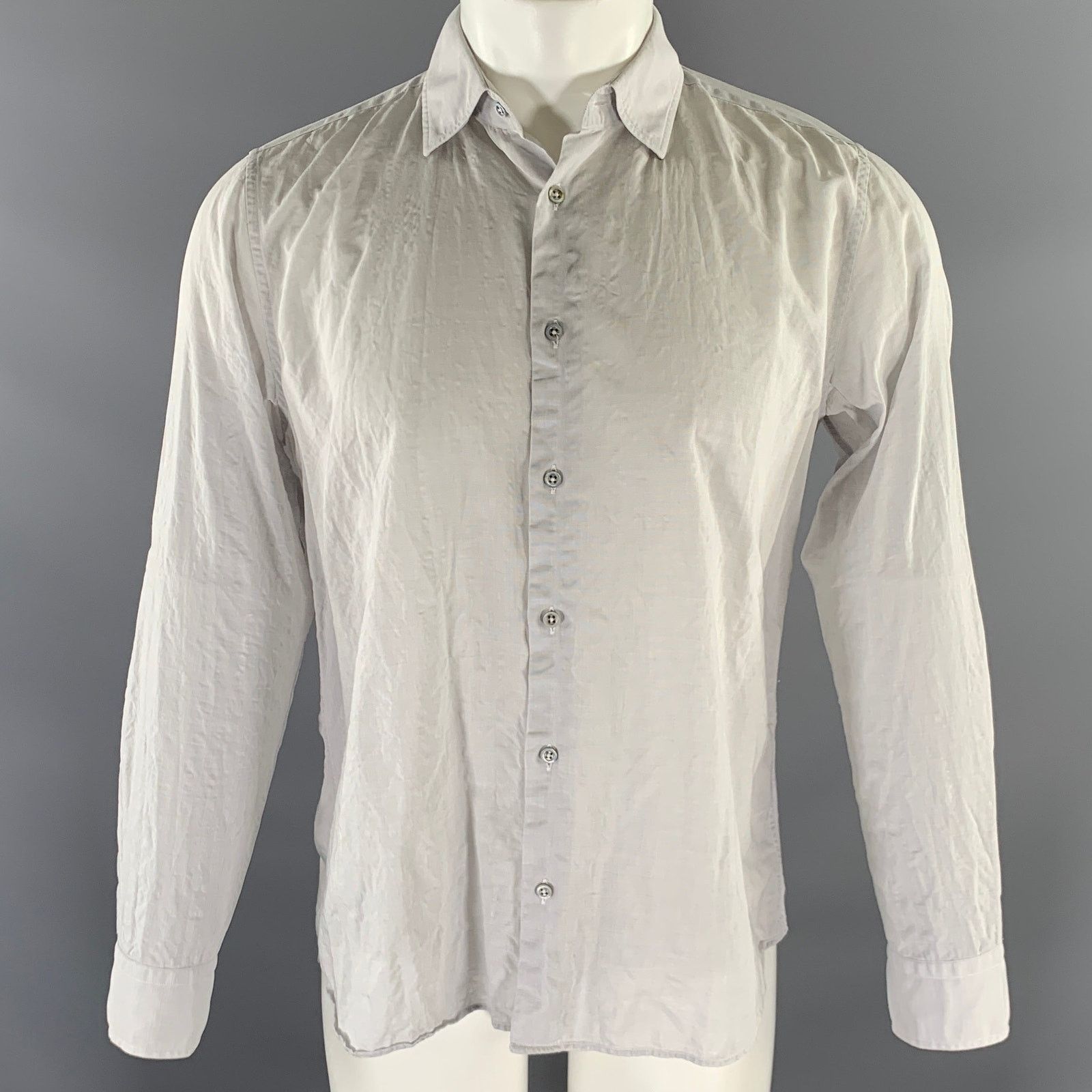 Jil Sander JIL SANDER Size M Grey Cotton Button Up Long Sleeve Shirt Size US M / EU 48-50 / 2 - 1 Thumbnail