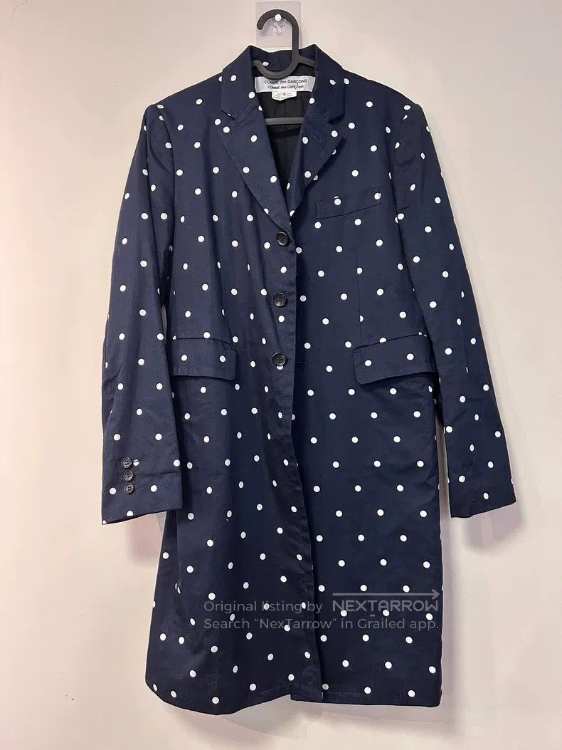 Comme des Garcons Dark Navy Polka Dot Trench Coat