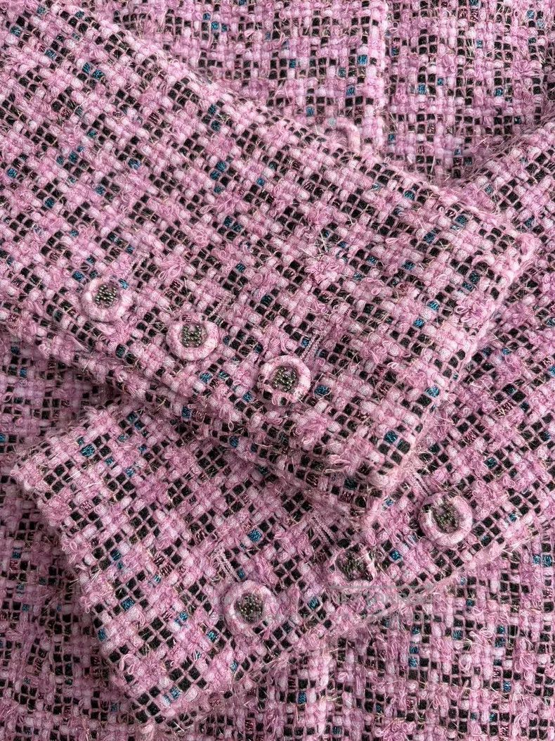 Chanel Chanel Purple checkered woollen stand-up collar jacket Size XXS / US 00 / IT 34 - 4 Thumbnail