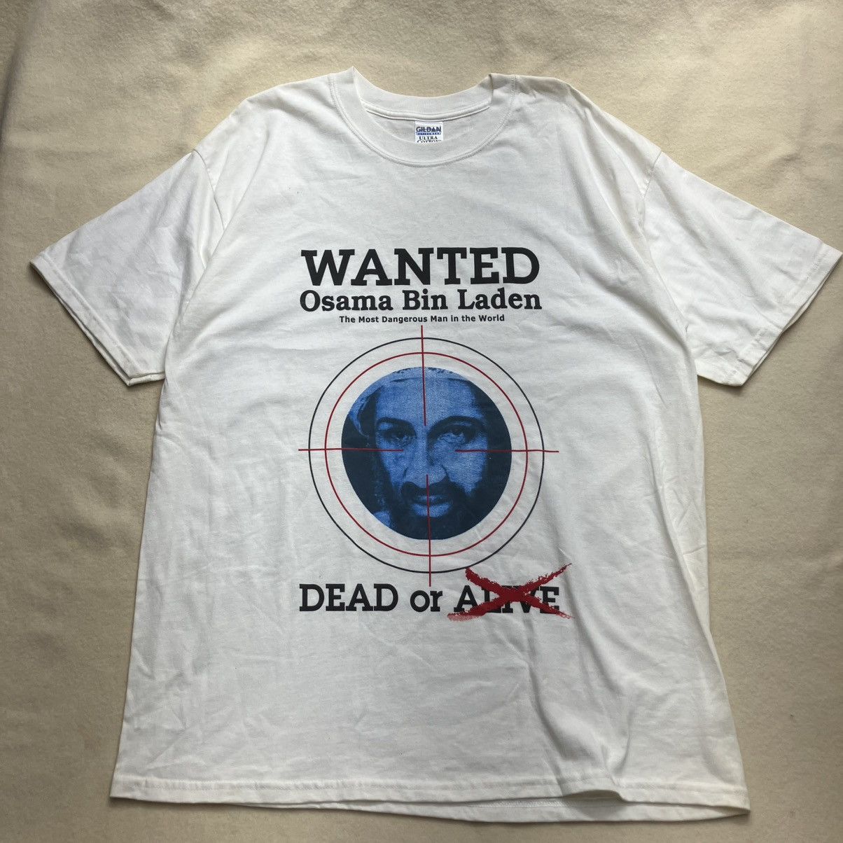 Vintage 2001 osama bin laden dead or alive tee shirt political humor Size US XL / EU 56 / 4 - 2 Thumbnail