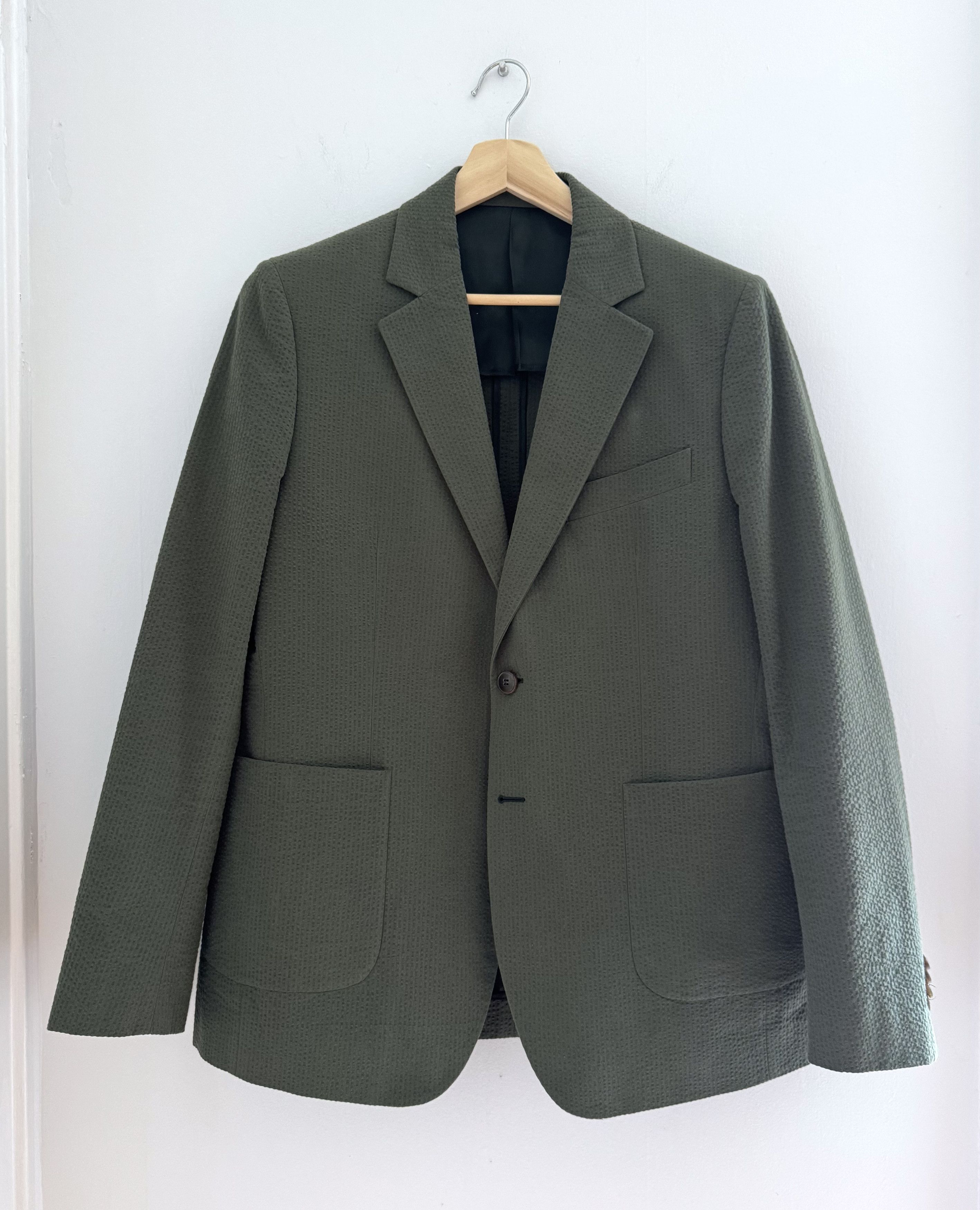 A Kind Of Guise Unstructured Blazer (Olive Seersucker) Size 50R - 1 Thumbnail
