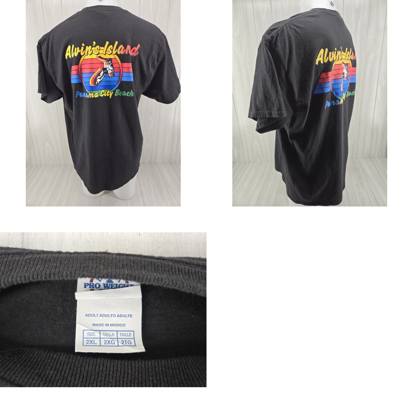 Delta Delta Alvin's Island Panama City Beach Surfer T Shirt 2XL Black Men Short Sleeve Cotton Round Neck Graphic Print T-Shirt Size US XXL / EU 58 / 5 - 8 Thumbnail
