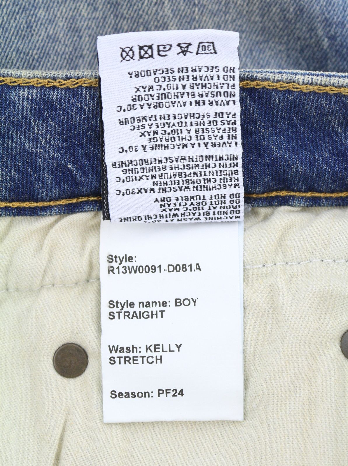 R13 BOY STRAIGHT 27 Kelly Stretch Blue Denim 87186 Size 27" / US 4 / IT 40 - 9 Thumbnail