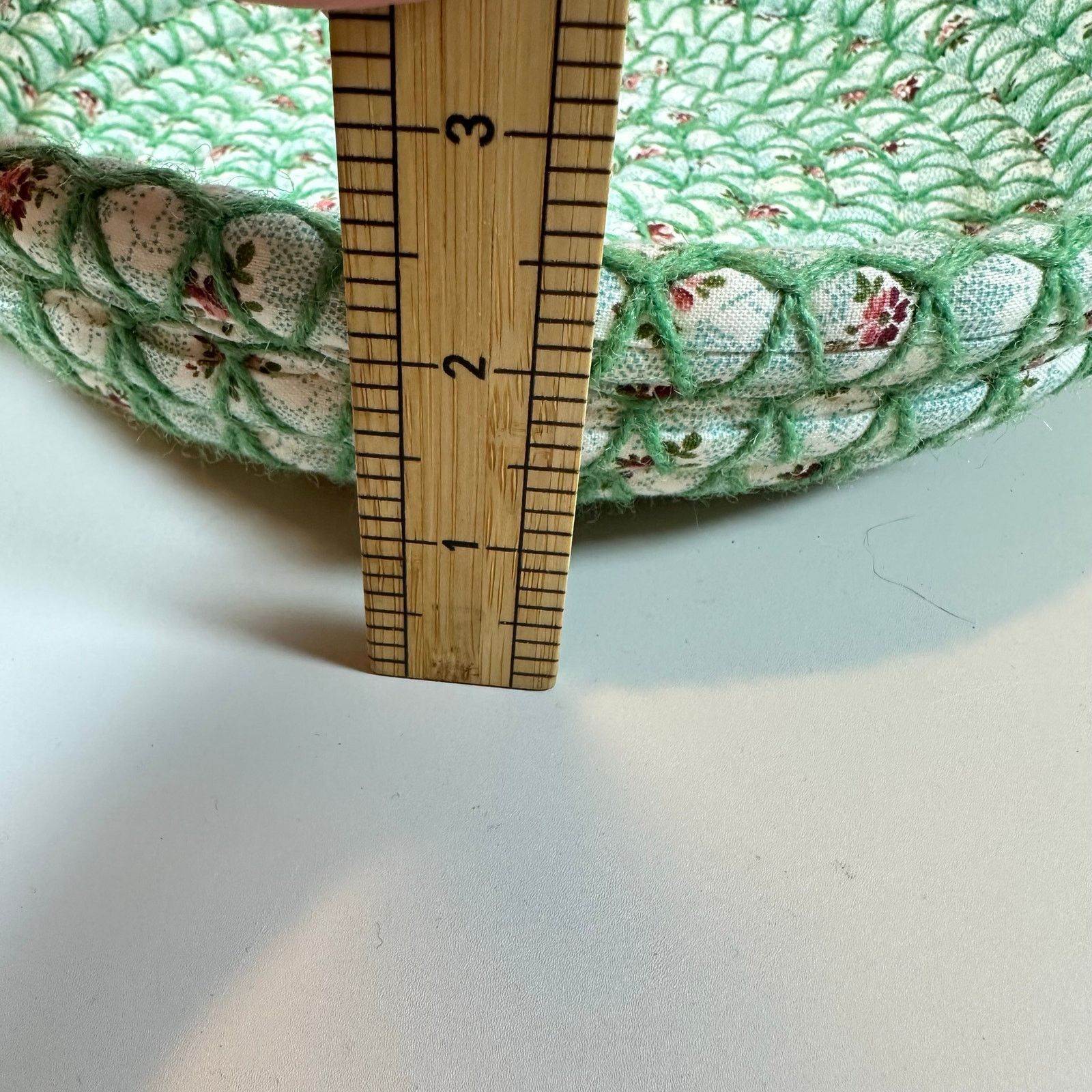 Other Woven Coiled Fabric Bread Bun Basket Handles Green Floral Size ONE SIZE - 8 Thumbnail