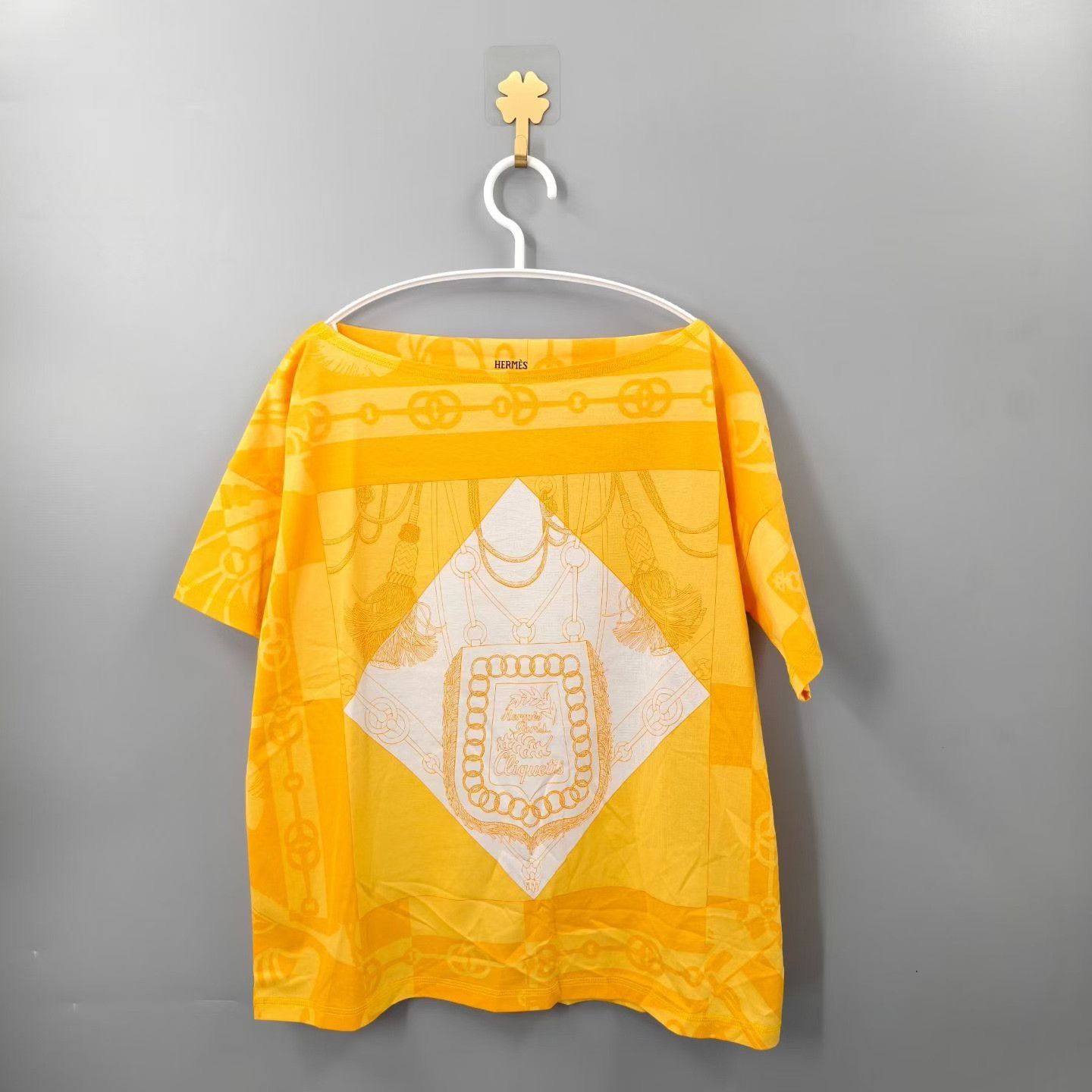 Hermes Hermes Yellow Harness Print Silk Short-Sleeve Size XXS / US 00 / IT 34 - 1 Thumbnail