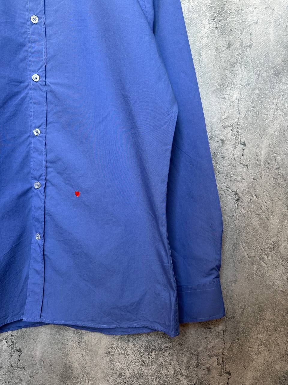 Moschino Moschino Blue Cotton Long-Sleeve Shirt Red Heart Embroidery Size US L / EU 52-54 / 3 - 9 Thumbnail