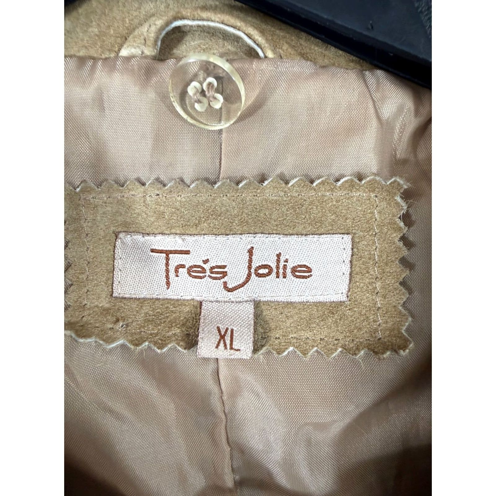 Vintage VINTAGE? No. Très Jolie Western Jacket Womens XL Beige Suede Leather Slim Fit Lined Boho Size XL / US 12-14 / IT 48-50 - 5 Thumbnail