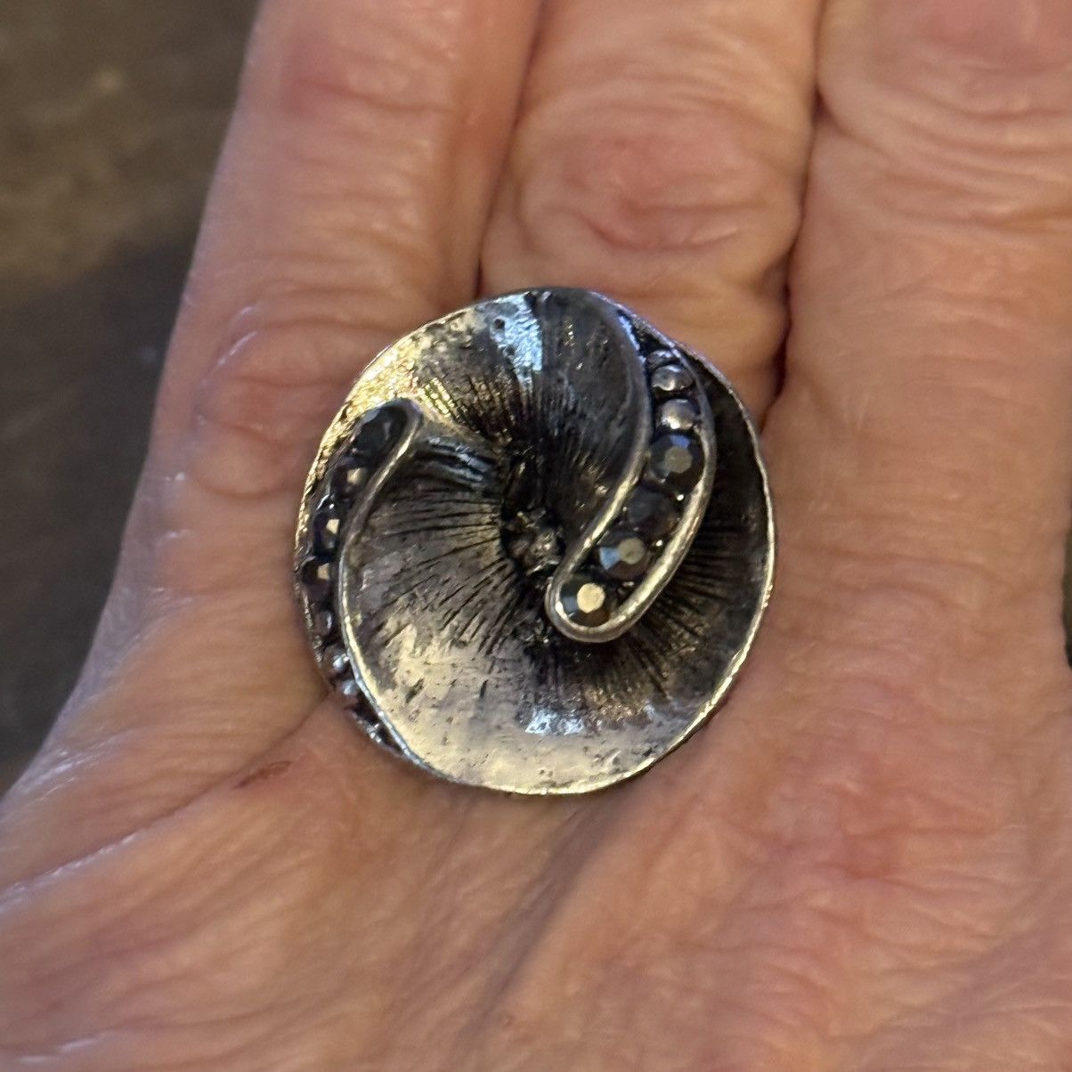Vintage Vintage silver tone marcasite hibiscus flower ring Size ONE SIZE - 4 Thumbnail