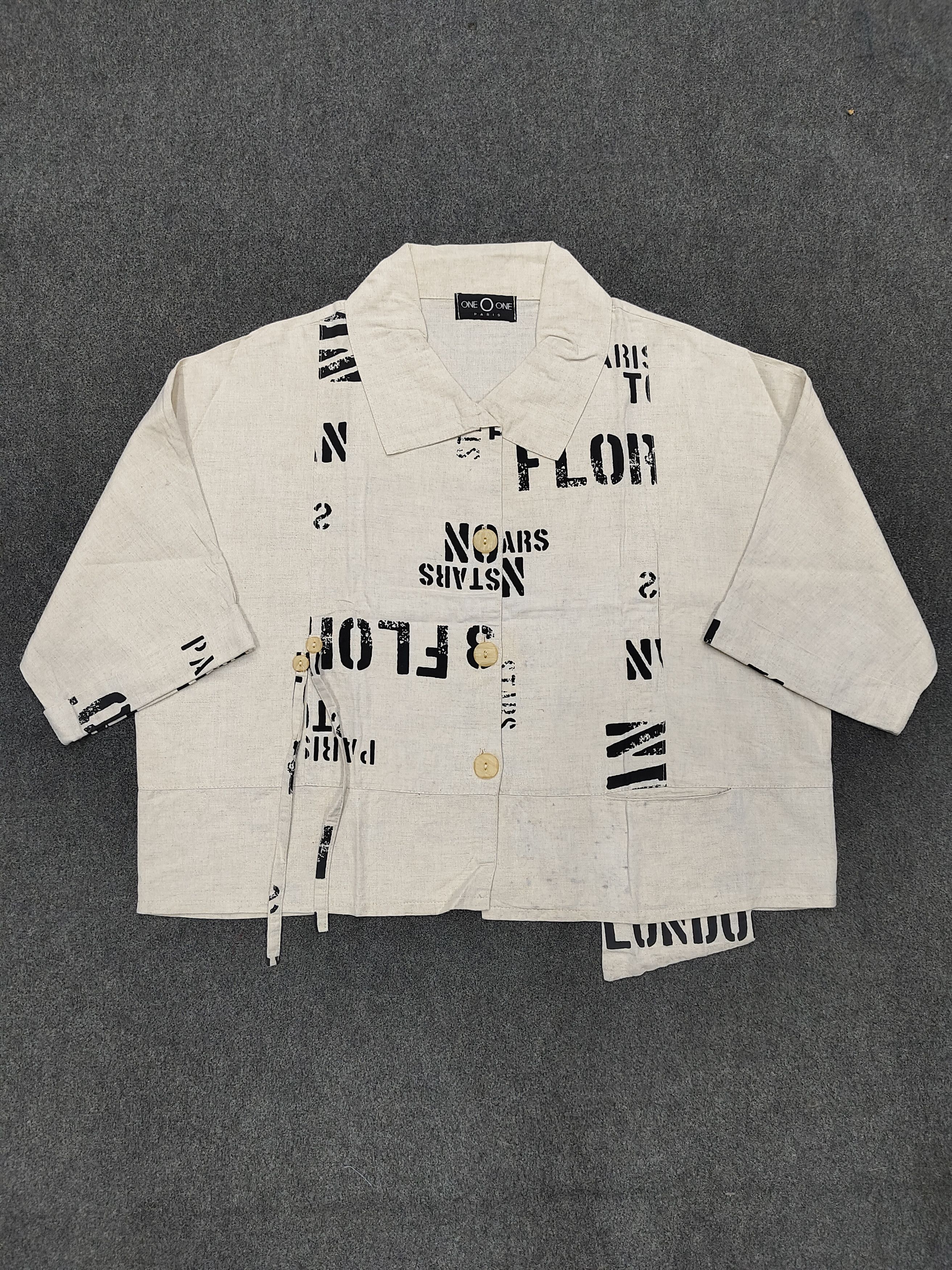 Other 90s One O One Paris-Typography Industrial Cropped Shirt Size M / US 6-8 / IT 42-44 - 4 Thumbnail