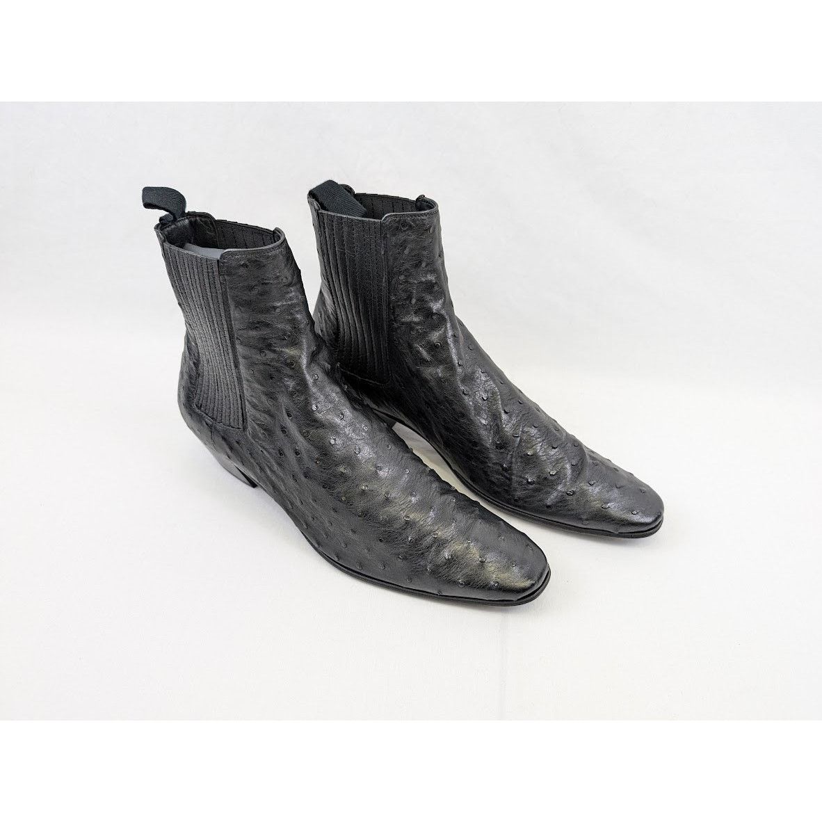 Saint Laurent Paris o1rshd1 Ostrich Leather Boots in Black Size US 8 / EU 41 - 16 Thumbnail