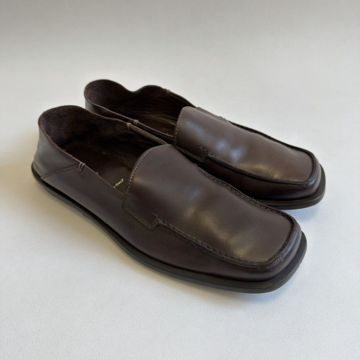 Prada Early 2000s Square Toe Leather Loafers Size US 11 / EU 44 - 12 Thumbnail