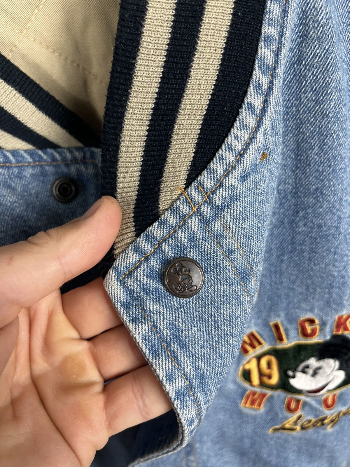 Disney Vintage Mickey Mouse Denim Varsity Jacket 90s Disney Size US M / EU 48-50 / 2 - 10 Thumbnail