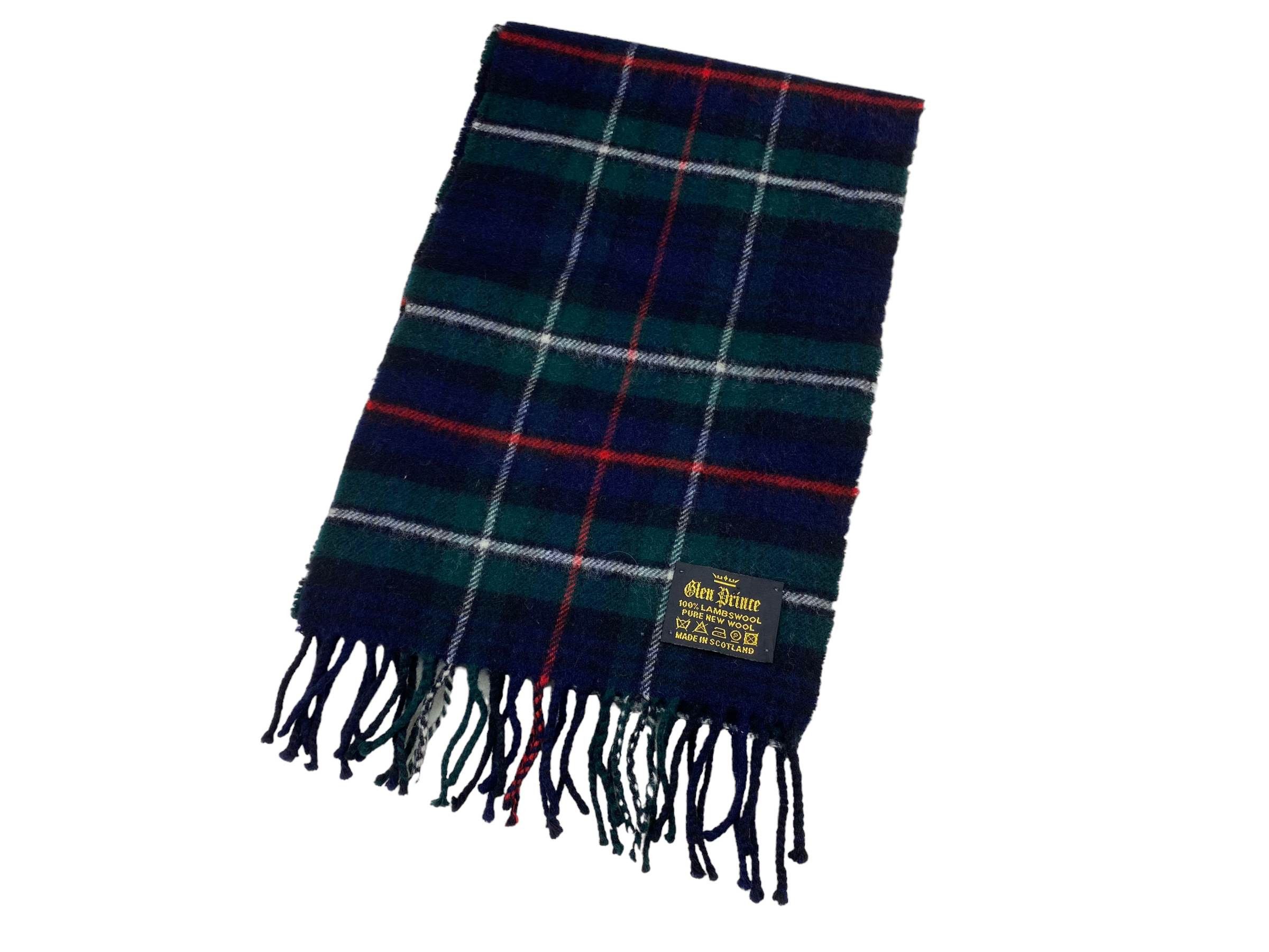 Vintage Glen Prince Vintage Lambswool Checkered Scarf – Navy Size ONE SIZE - 3 Thumbnail