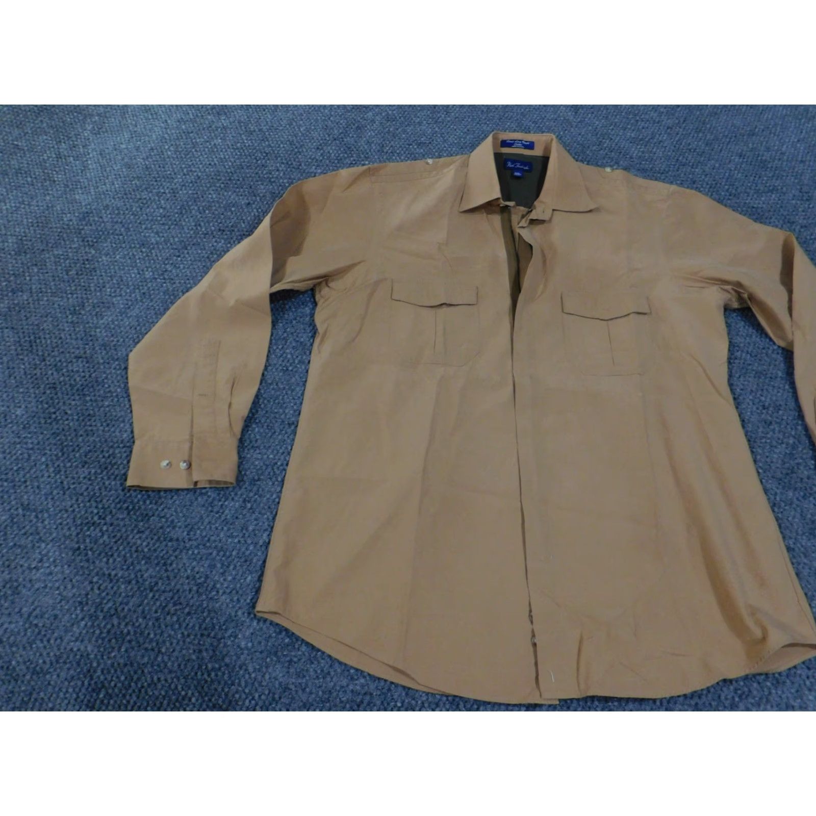 Vintage Paul Fredrick Shirt Mens Medium Button Up Long Sleeve Workwear Pockets Cotton Brown Full Zip Utility Pockets Epaulet Size US M / EU 48-50 / 2 - 3 Thumbnail