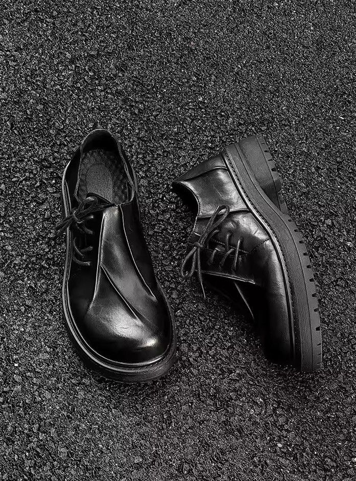 Genuine Leather Real Leather Designer Pleated Platform Solid Casual Boots Size US 10.5 / EU 43-44 - 5 Thumbnail