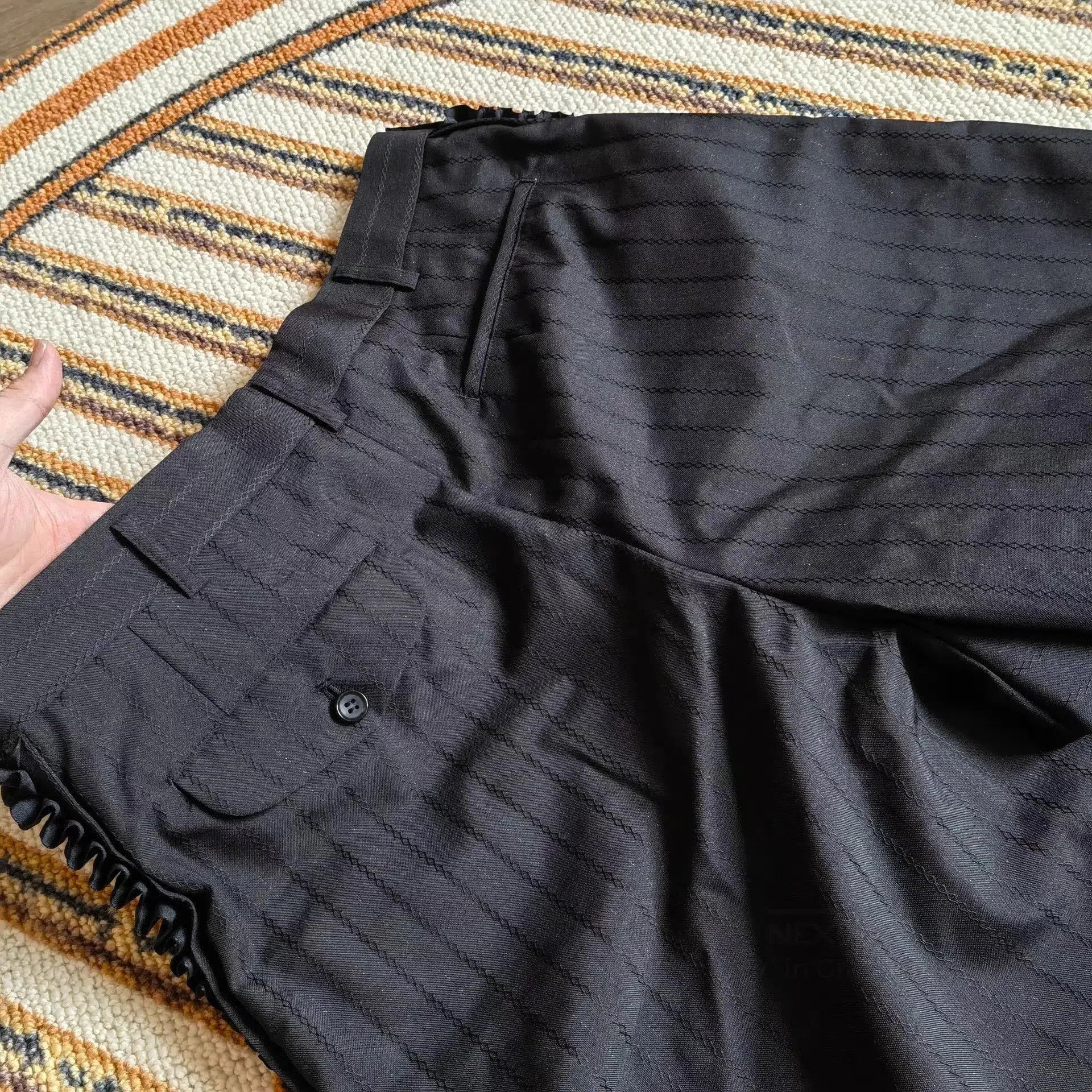 Comme des Garcons Homme Plus Black Striped Shorts with Fringe Detail Size 36. Size US 36 / EU 52 - 4 Thumbnail