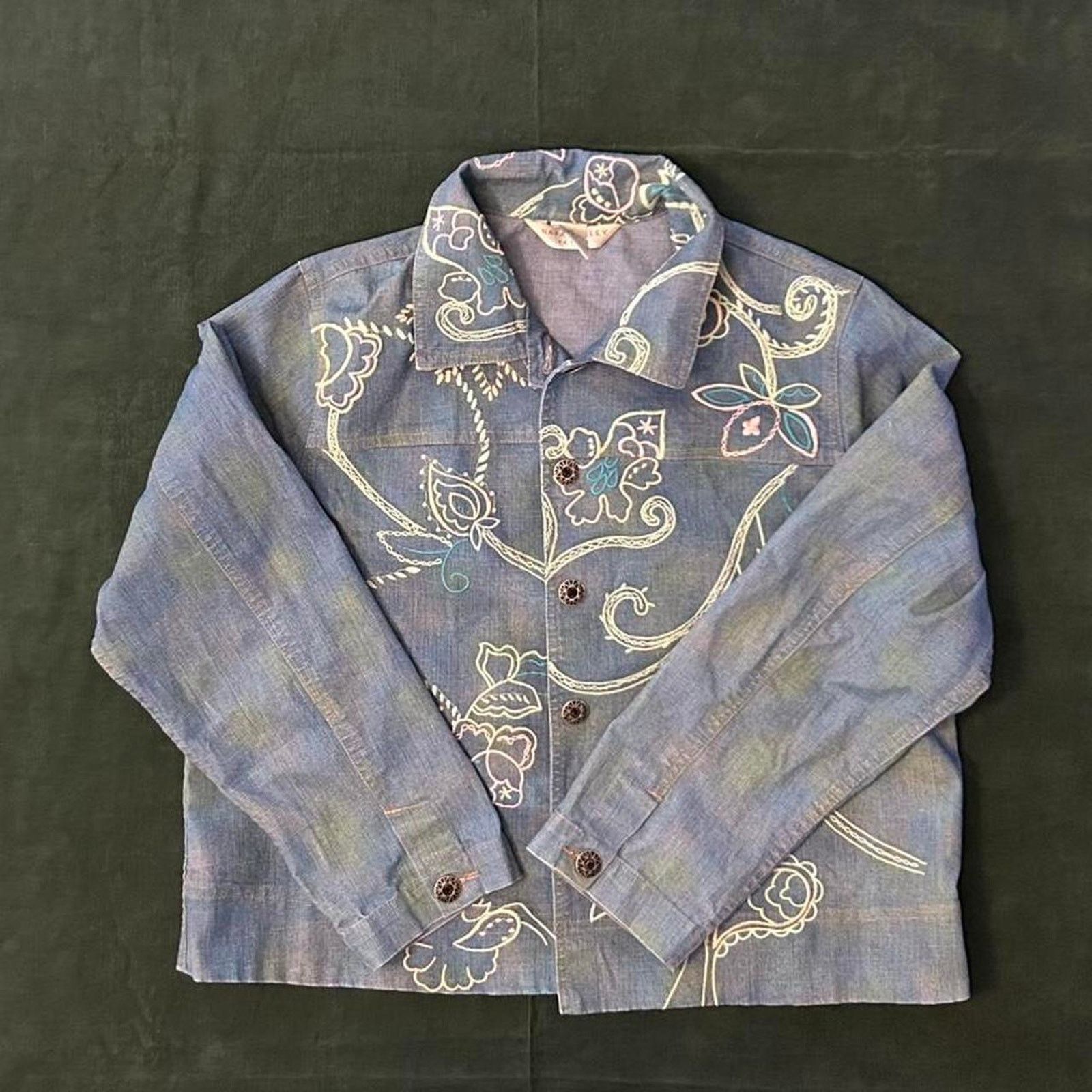 Other Vintage embroidered denim jacket Size L / US 10 / IT 46 - 1 Thumbnail