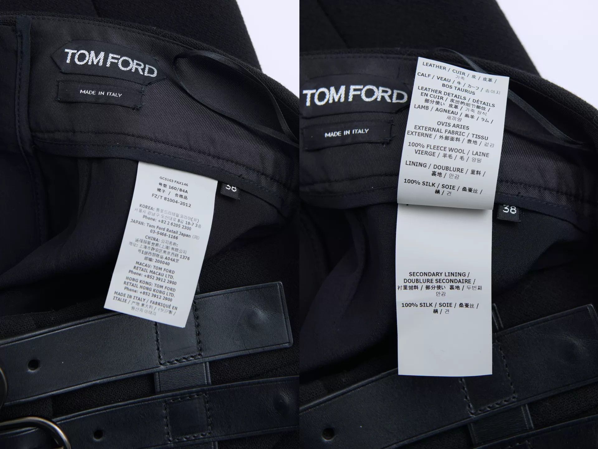 Tom Ford Tom Ford Double Belt High-Waist Wool Midi Skirt Size 26" / US 2 / IT 38 - 9 Thumbnail