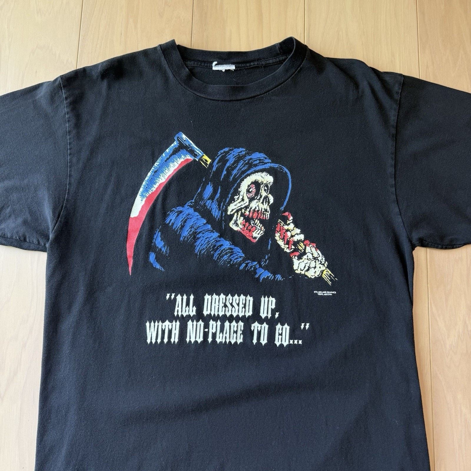 Vintage Vintage Grim Reaper Shirt Large Black 90s Streetwear Horror Size US L / EU 52-54 / 3 - 3 Thumbnail